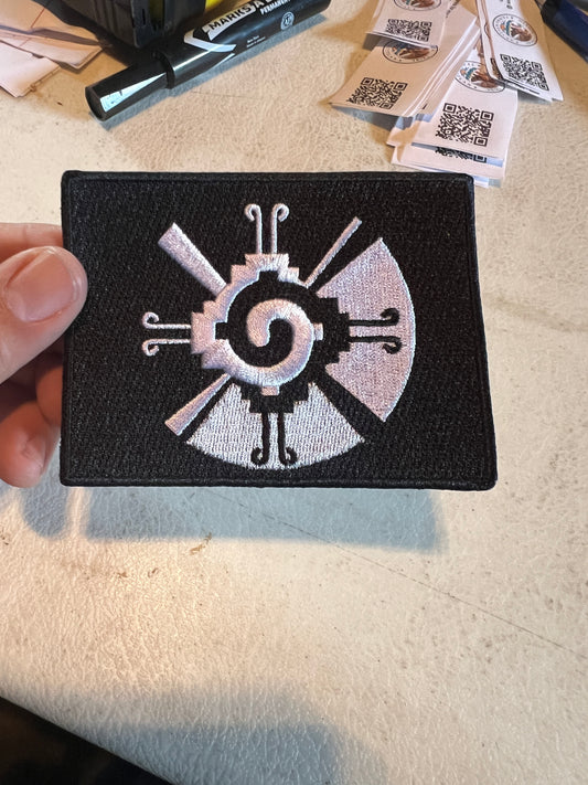 Embroidered Ometeotl Hunab Ku Mayan Symbol, Aztec Symbol, One Creator, God of both Genders, Water Spider, Iron On Patch (#32)