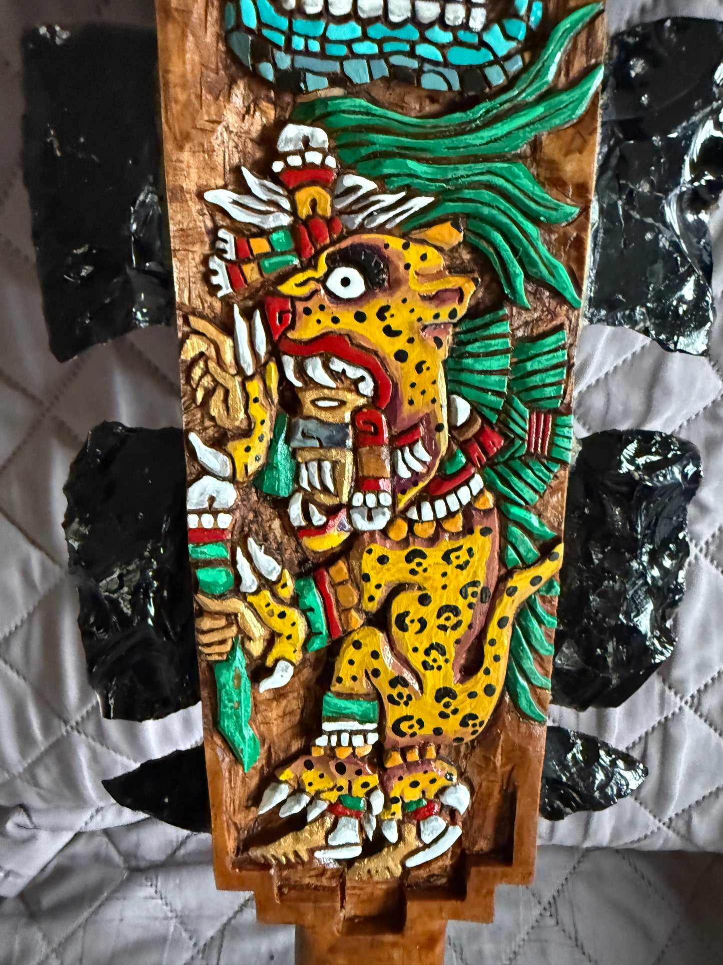 Large Aztec Macuahuitl Tezcatlipoca, Jaguar Warrior, Sword Club, Mexican Mexico