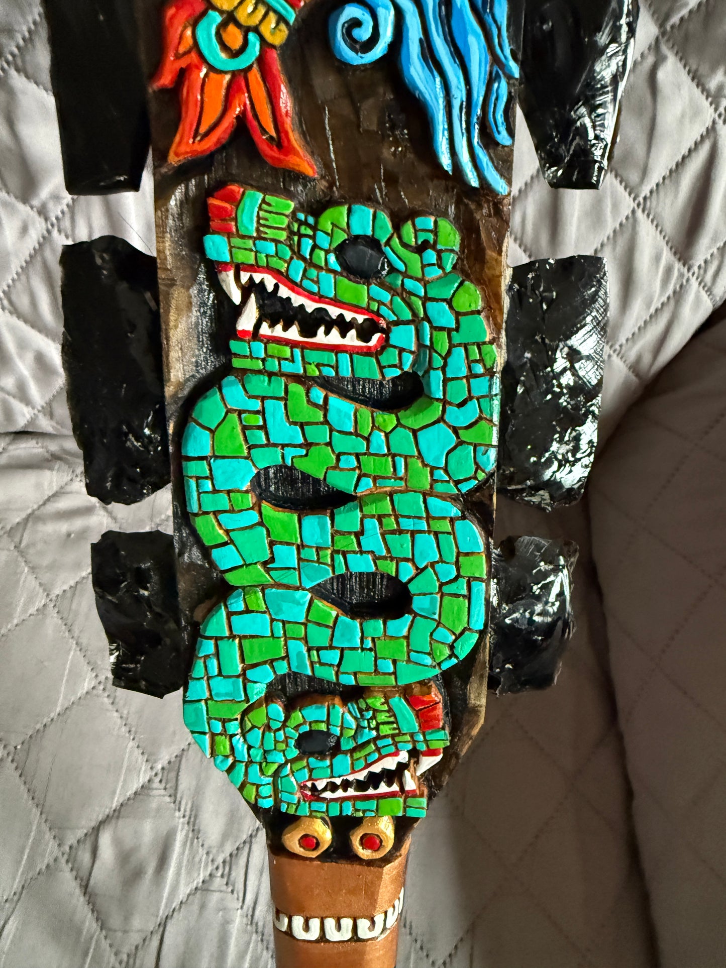 Large Aztec Macuahuitl Huitzilopochtli, Hummingbird Warrior, Sword Club, Mexican