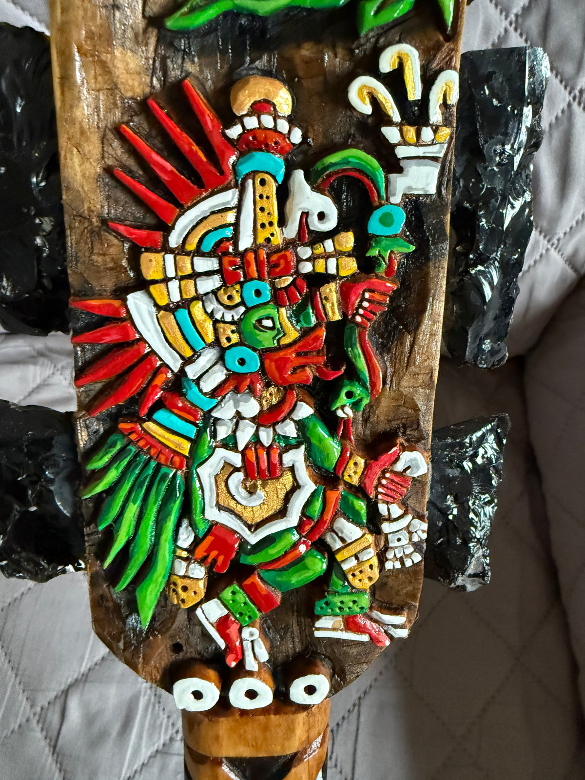 Large Aztec Macuahuitl Quetzalcoatl Kukulkan Serpent, Sword Club, Mexican Mexico