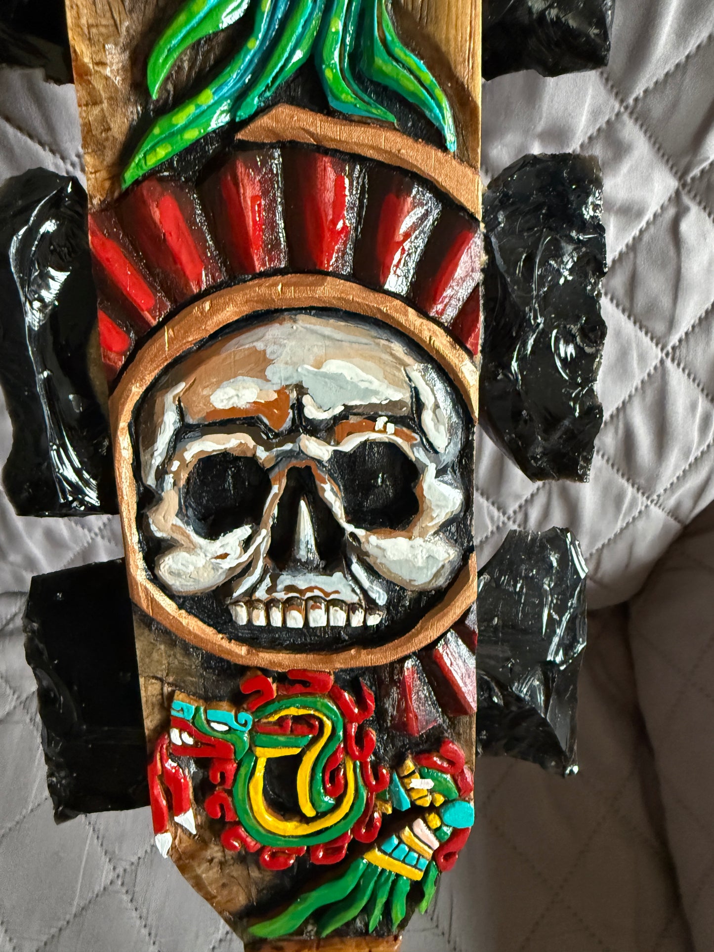 Large Aztec Macuahuitl Tlaloc Mictlantecuhtli Huitzilopochtli Sword War Club MEX