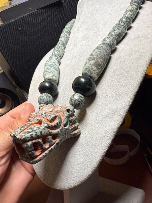 Granite Quetzalcoatl Feathered Serpent Pendant Kukulkan Mayan Plumed Serpent #14