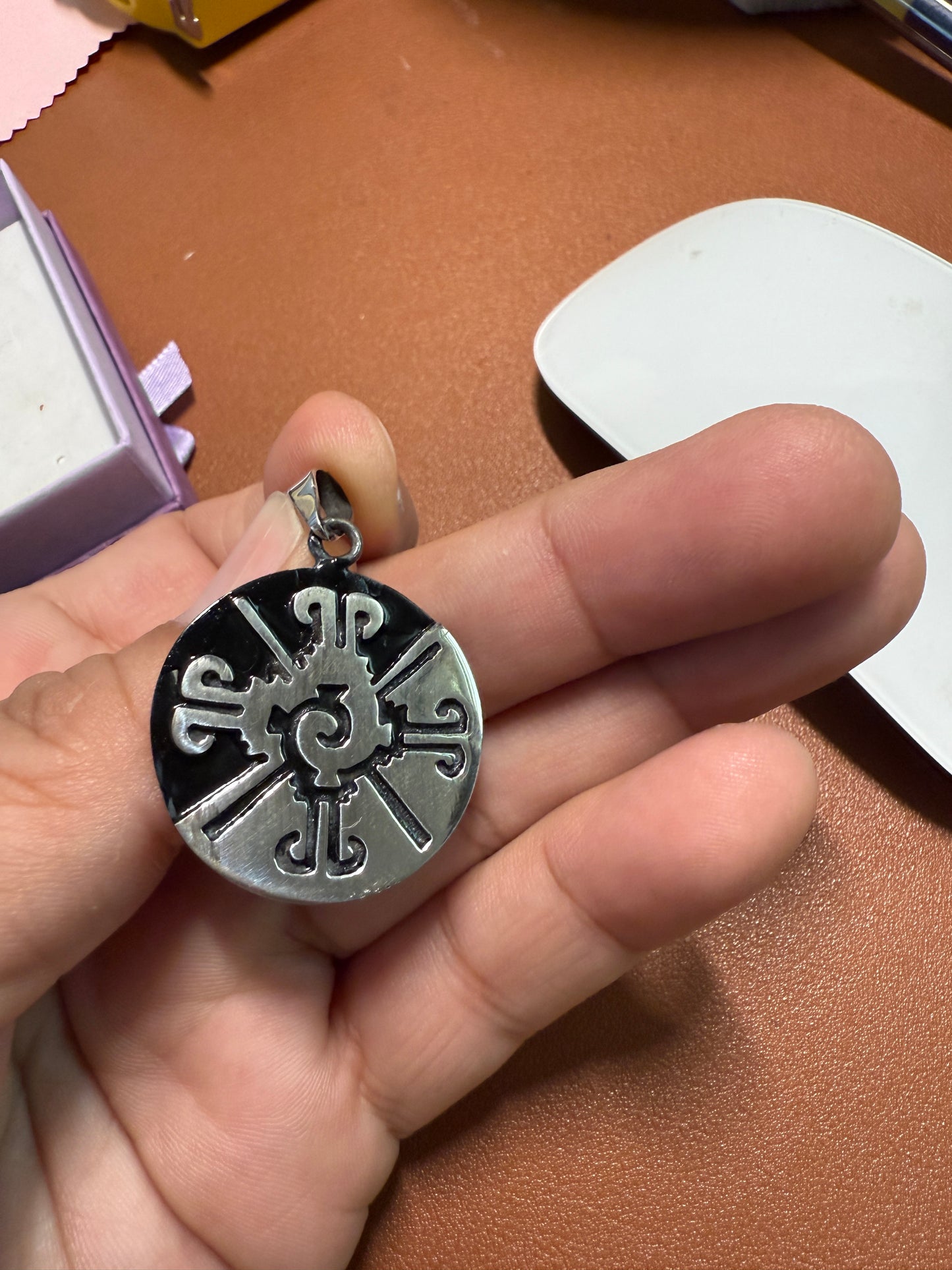 Ometeotl Hunab Ku Duality God Aztec Mexica Maya Pendant 925, Mexico (#11)