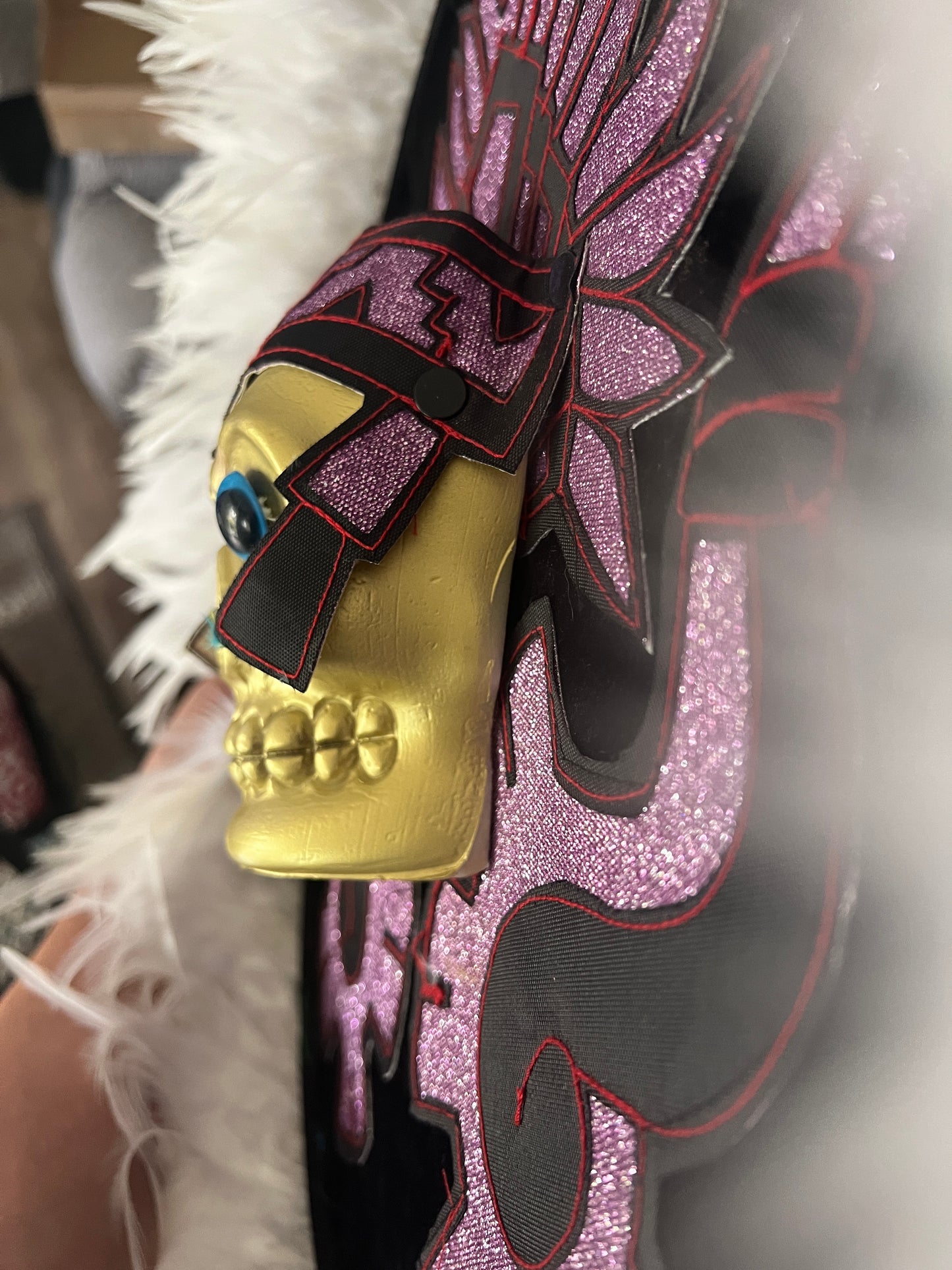 Danzante Azteca Mictlantecuhtli Shield, Chimalli, Black Purple, Aztec Dance Shield, Aztec Skull, Mexica, Pow Wow, Indigenous Feathers, 17"