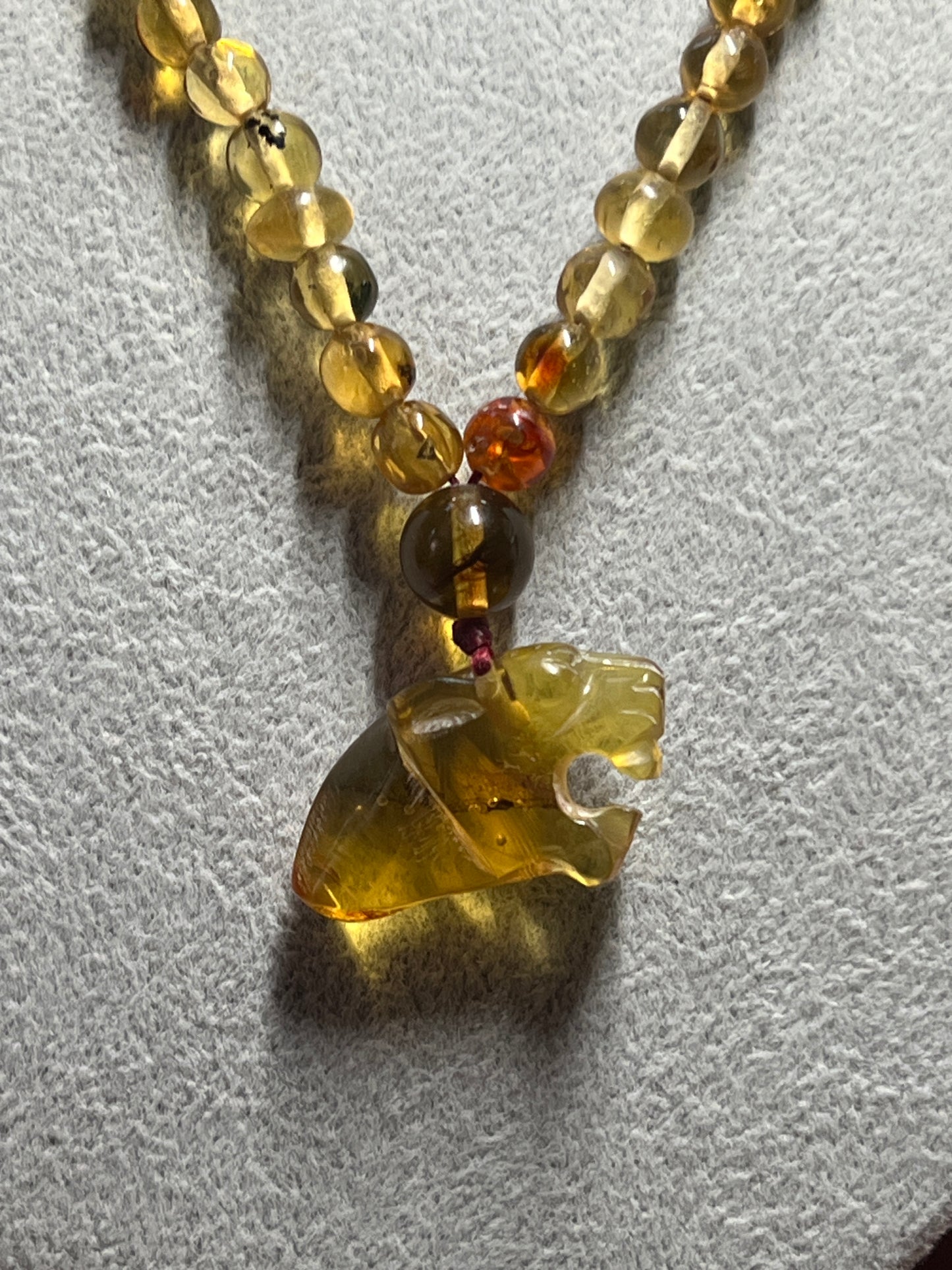 Amber Jaguar Aztec Mayan Pendant Necklace, Mexican, Mexico, Indigenous (#35)