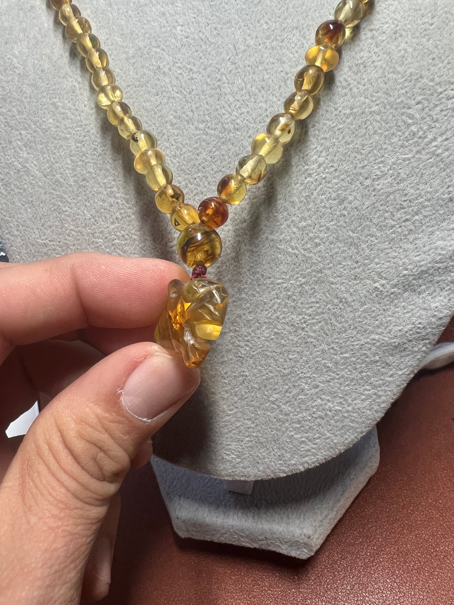 Amber Jaguar Aztec Mayan Pendant Necklace, Mexican, Mexico, Indigenous (#35)