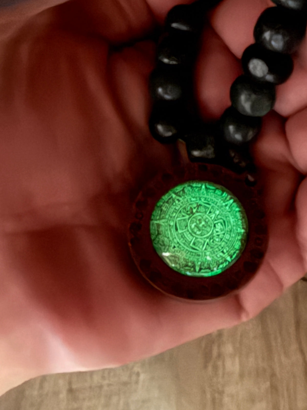 Glow In The Dark Aztec Calendar Pendant, Mexica, Mexico, Mexican, Adjustable, Calendario Azteca, Indigenous, Tonatiuh, Sun Sol Face (#Xa3)