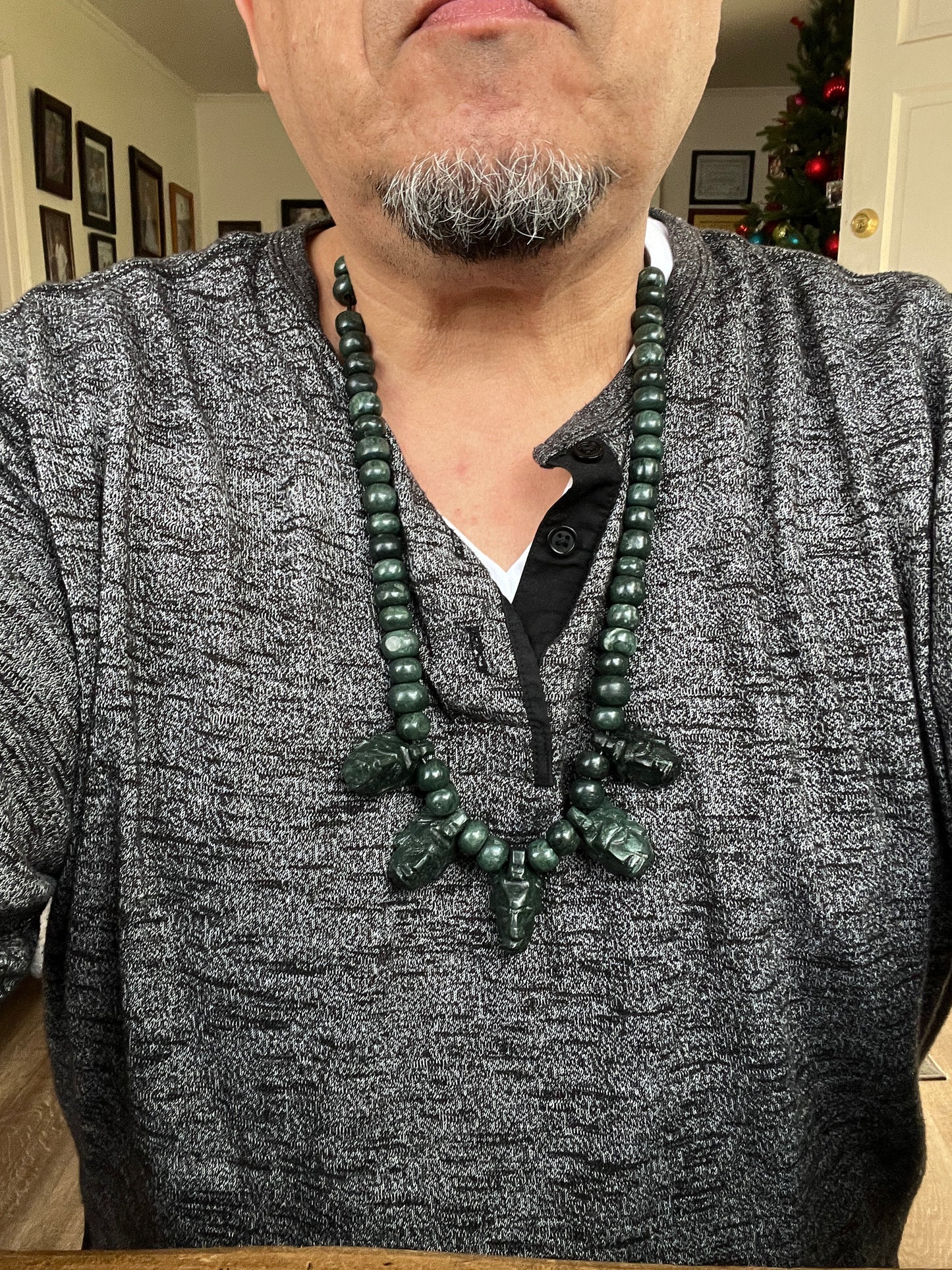 Head Hunter Mayan Necklace, Guatemalteco Marble, Mexico, Indigenous, Tribal #36