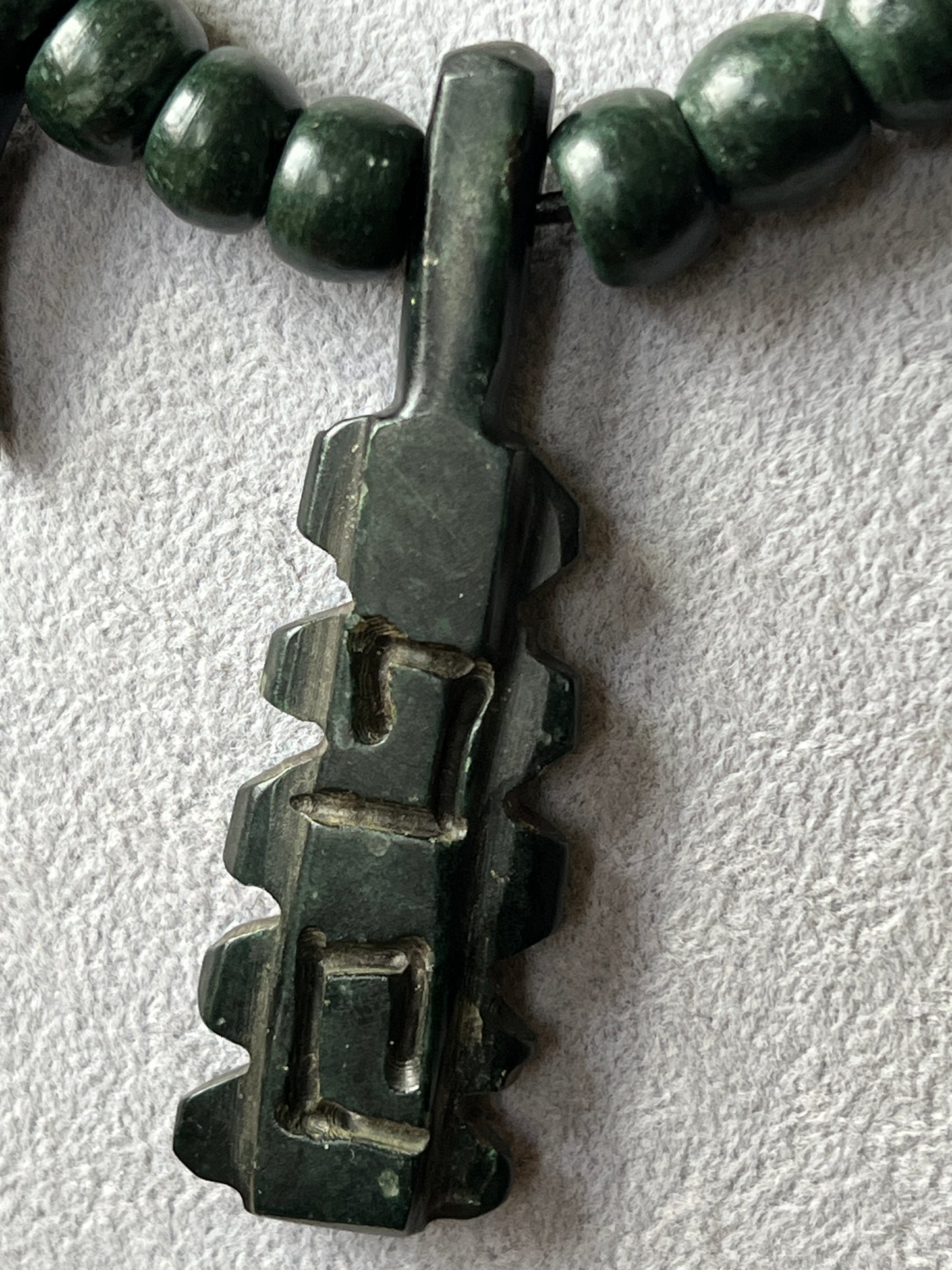 Serpentine Macuahuitl with Talons Necklace, Aztec Sword Design, with Marble Beads, Leather Adjustable Necklace, Mexica Ancient Mexican (18)