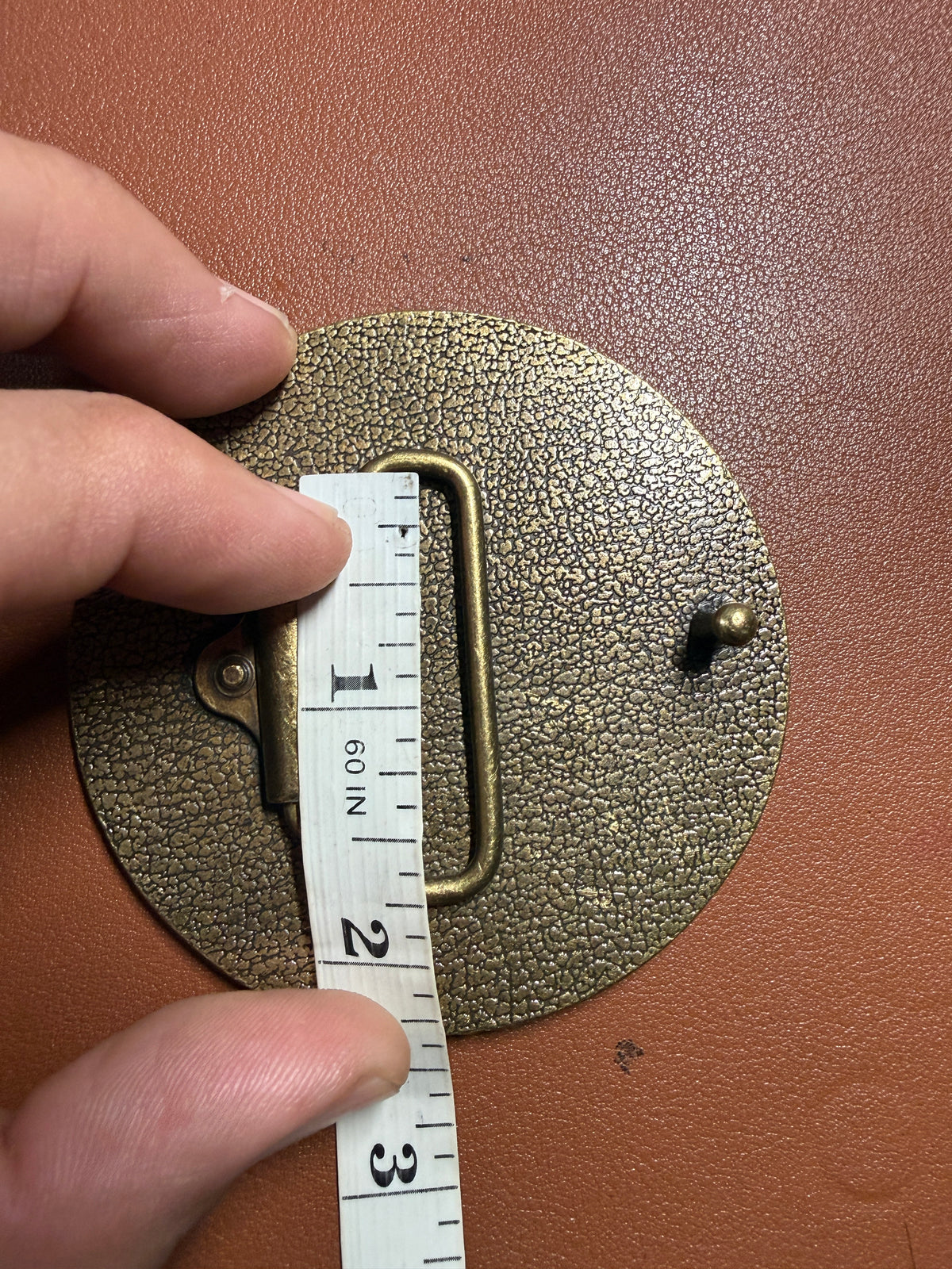 Bronze Tone Metal Aztec Calendar Belt Buckle, 3" Dia./1.5" Belt Width (#19)