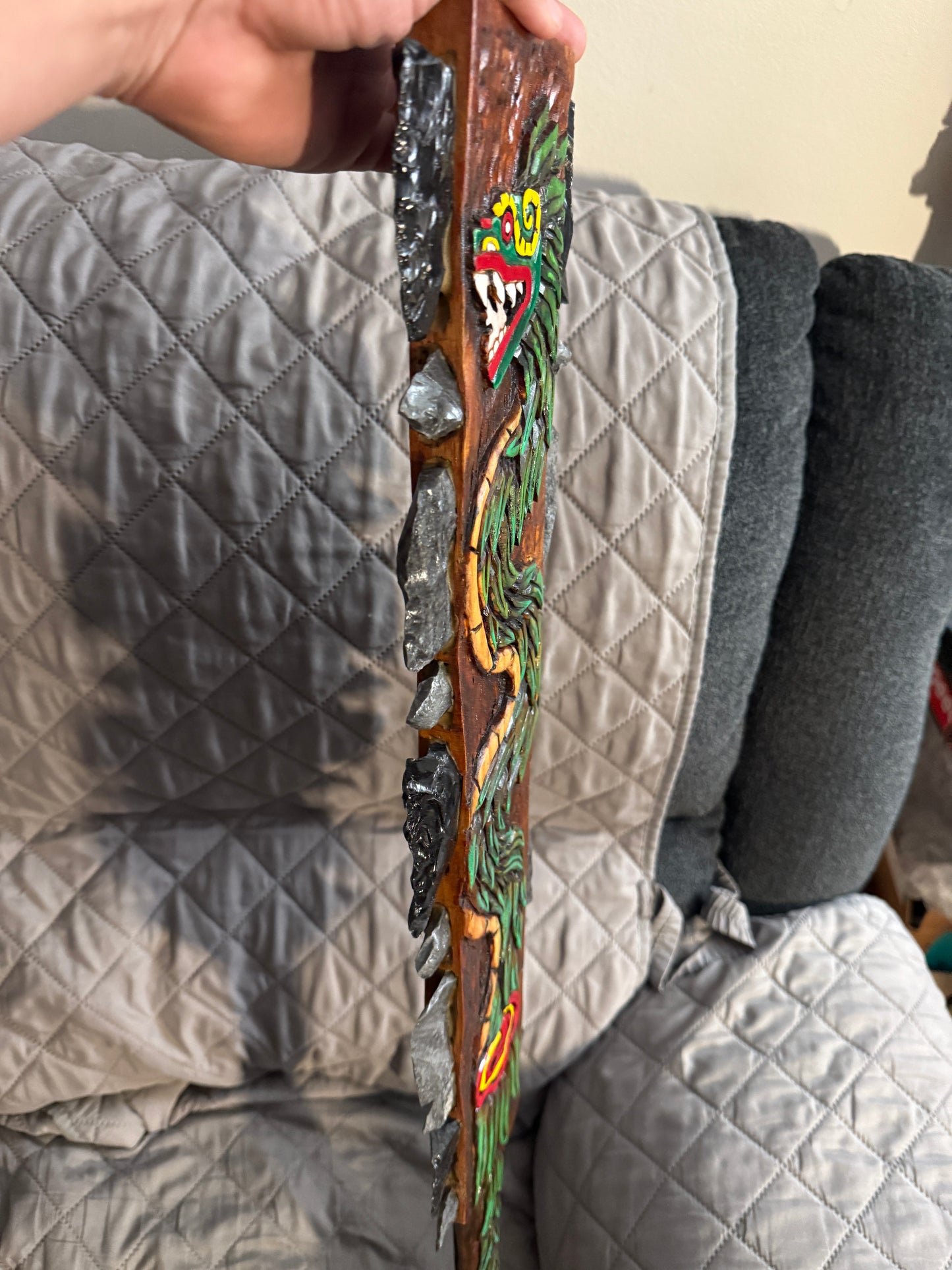 Macuahuitl Aztec Quetzalcoatl, Feathered Serpent, Mexican, Mayan Kukulkan 31.5"