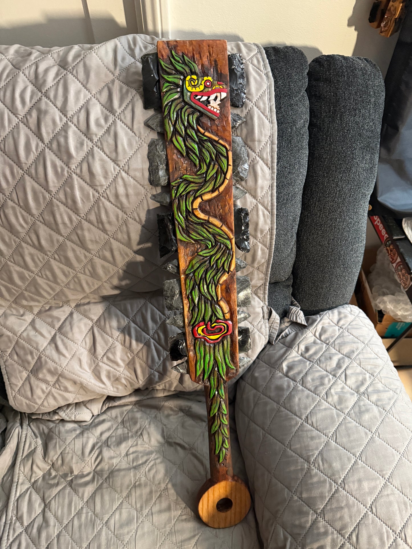 Macuahuitl Aztec Quetzalcoatl, Feathered Serpent, Mexican, Mayan Kukulkan 31.5"