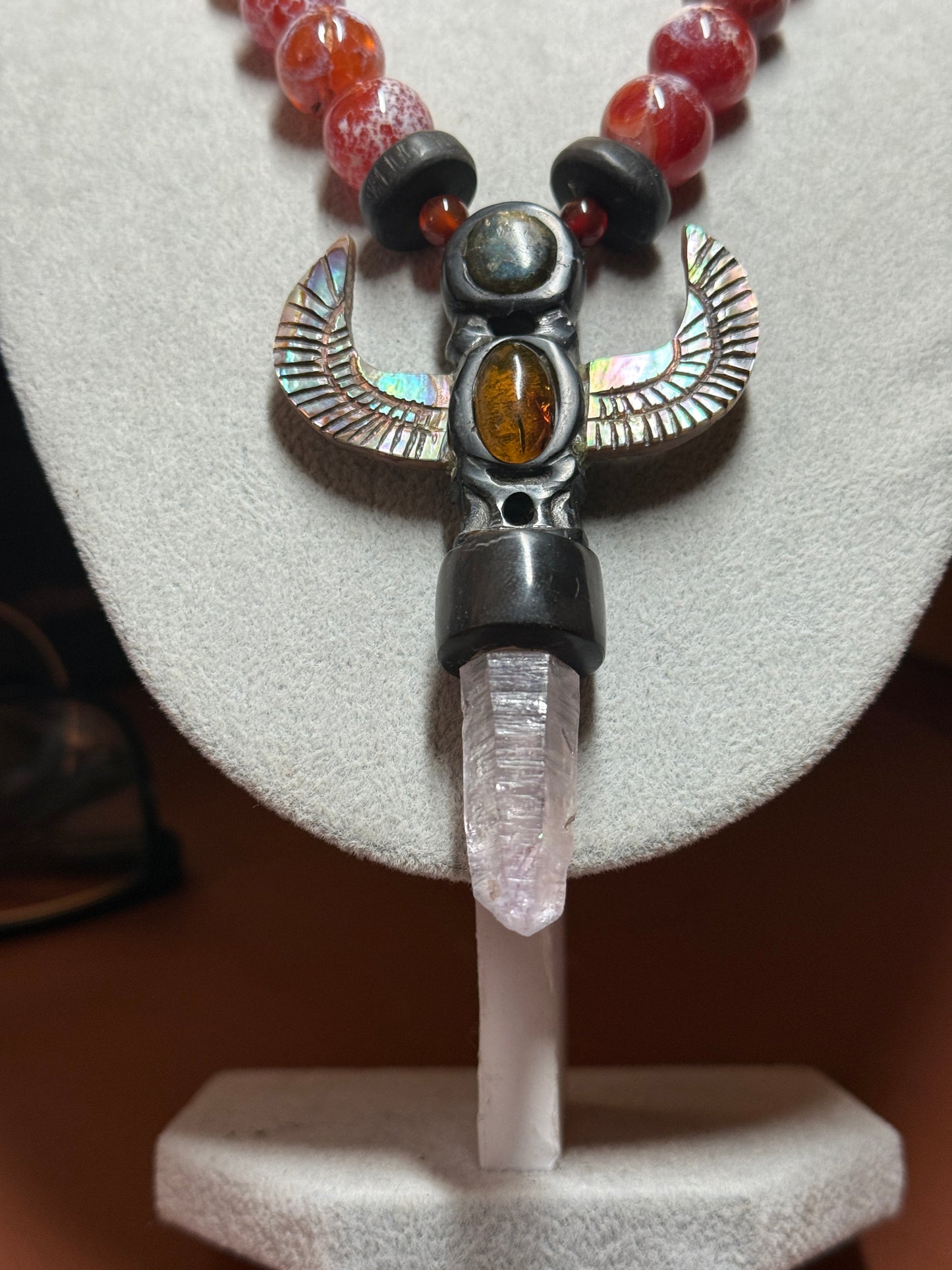 Totem Pole,Onyx, Amethyst, Crystal, Natural Stone Necklace, Mexico, Mexica, Azteca, Aztec (#39)