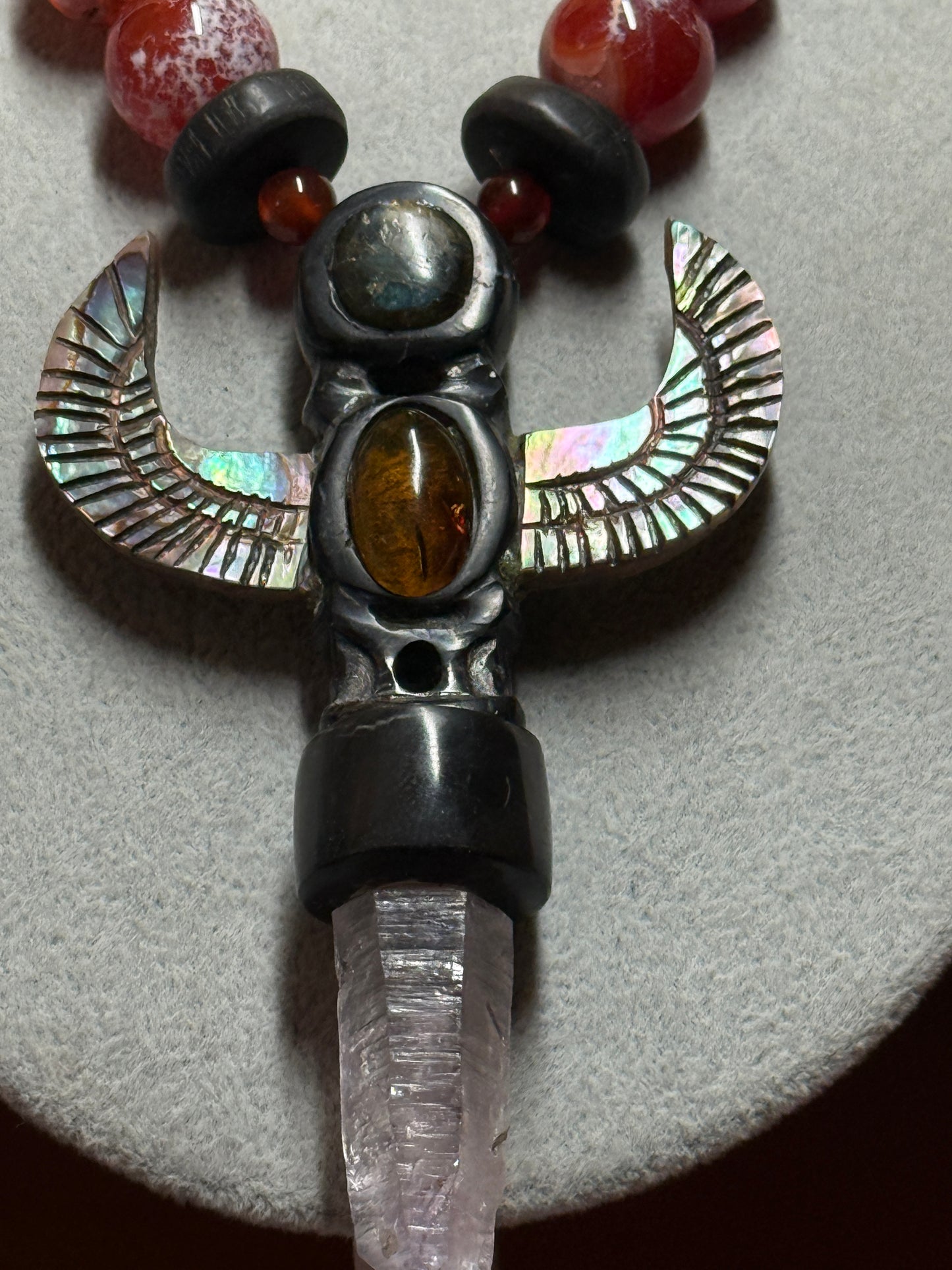 Totem Pole,Onyx, Amethyst, Crystal, Natural Stone Necklace, Mexico, Mexica, Azteca, Aztec (#39)