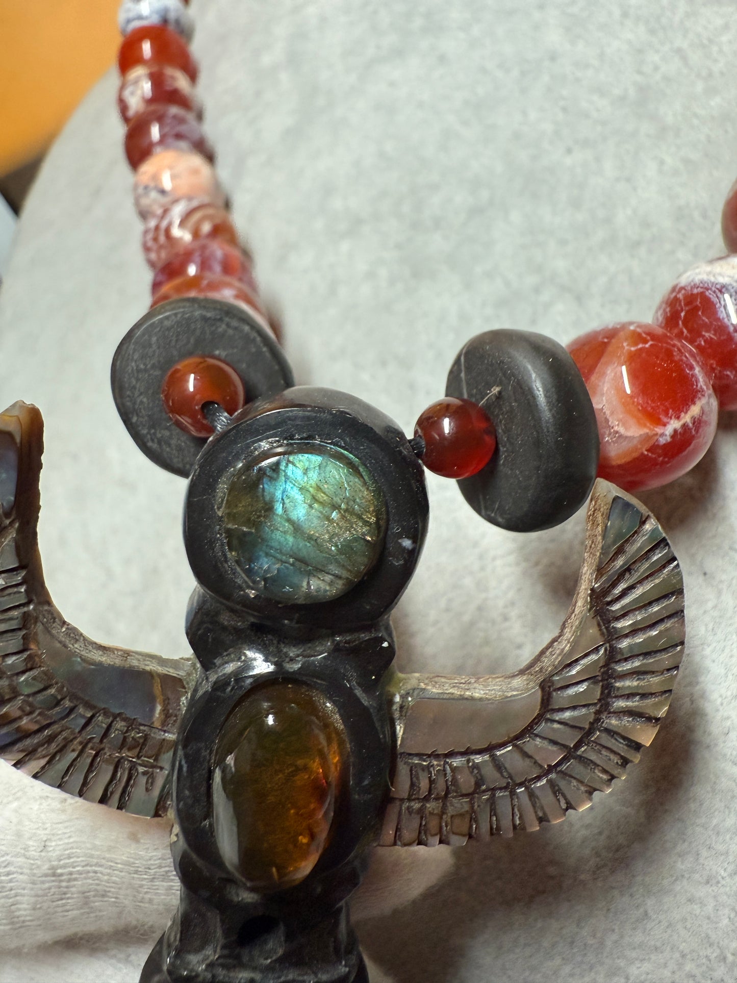 Totem Pole,Onyx, Amethyst, Crystal, Natural Stone Necklace, Mexico, Mexica, Azteca, Aztec (#39)