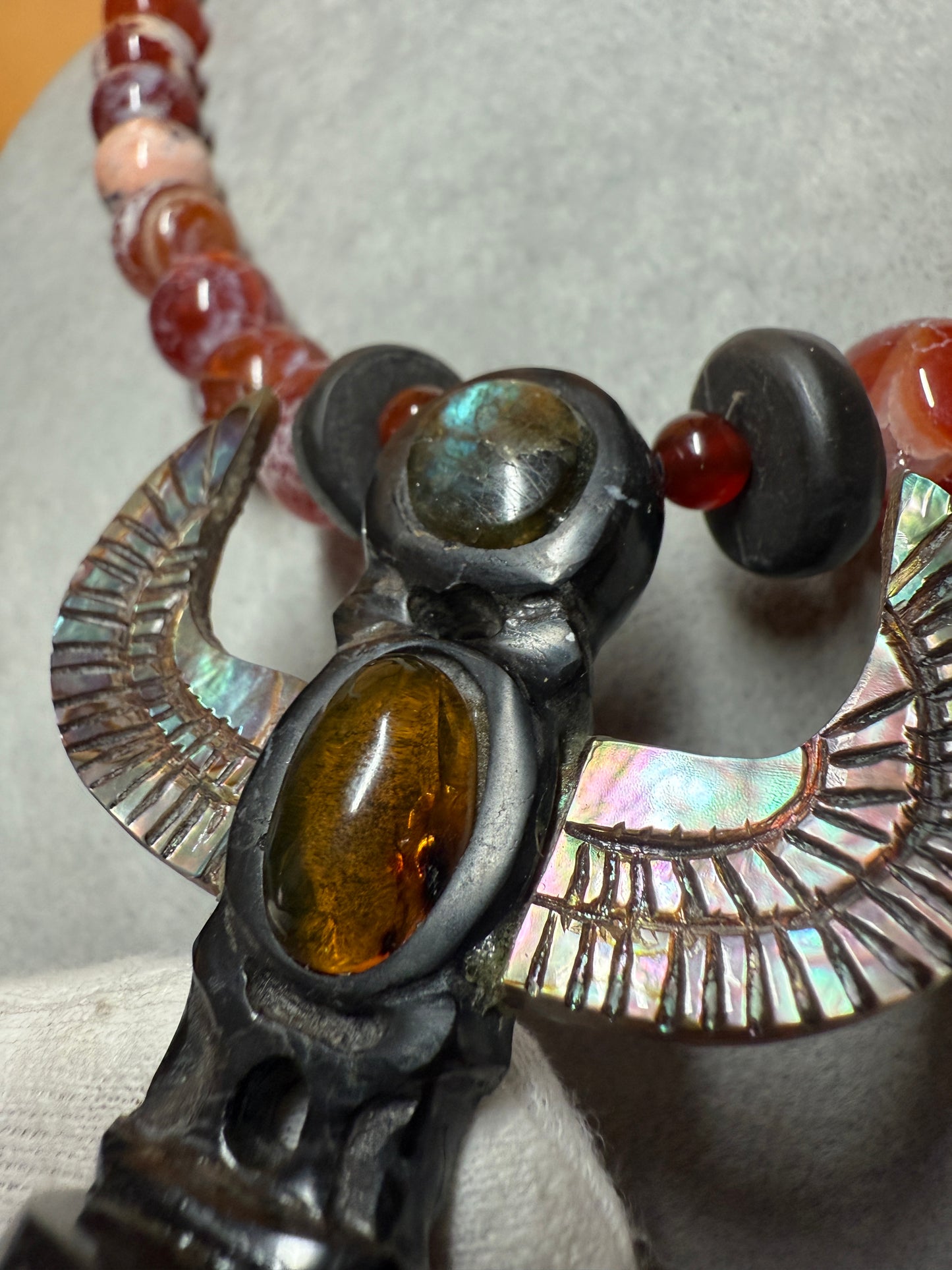 Totem Pole,Onyx, Amethyst, Crystal, Natural Stone Necklace, Mexico, Mexica, Azteca, Aztec (#39)