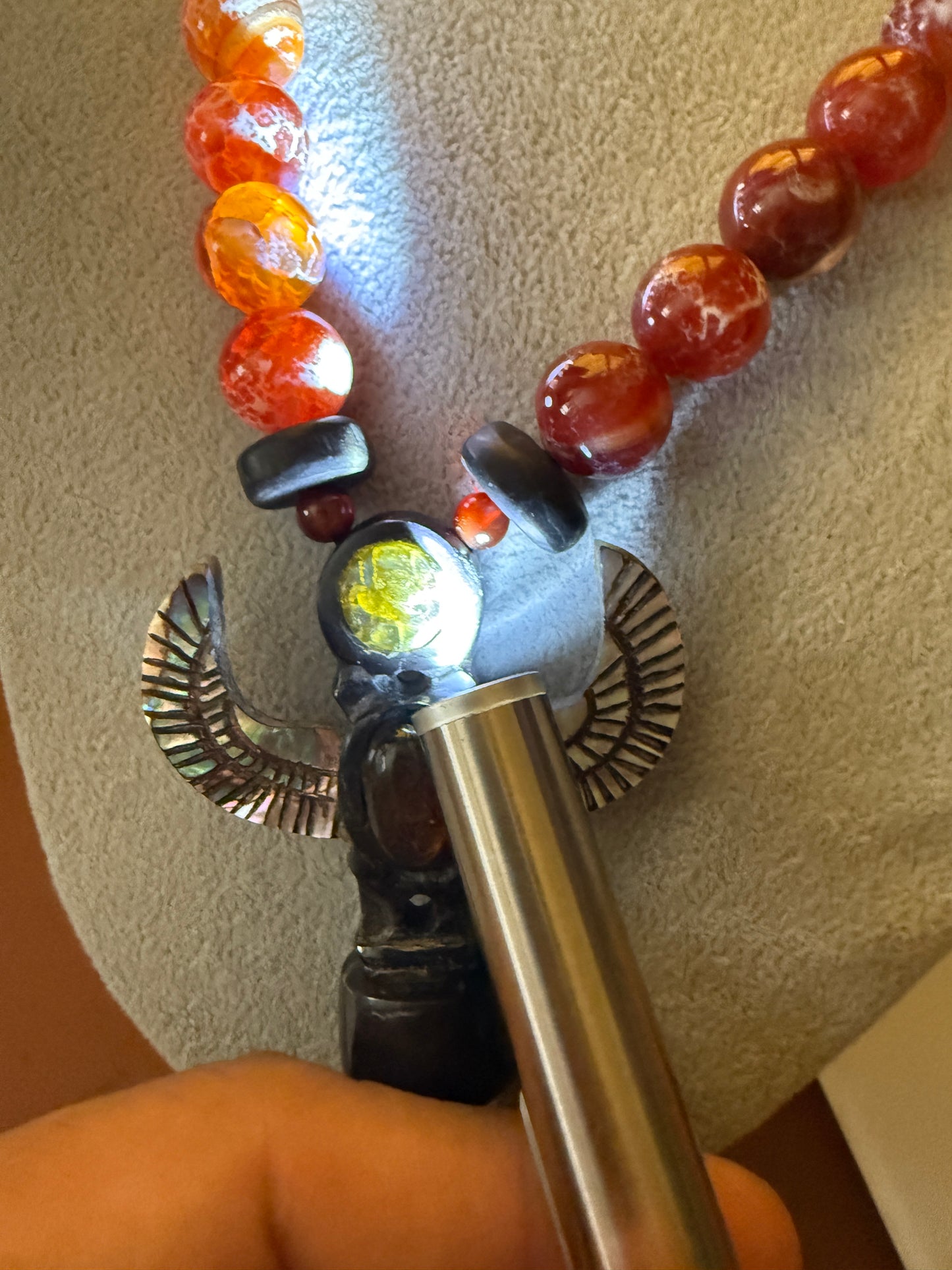 Totem Pole,Onyx, Amethyst, Crystal, Natural Stone Necklace, Mexico, Mexica, Azteca, Aztec (#39)