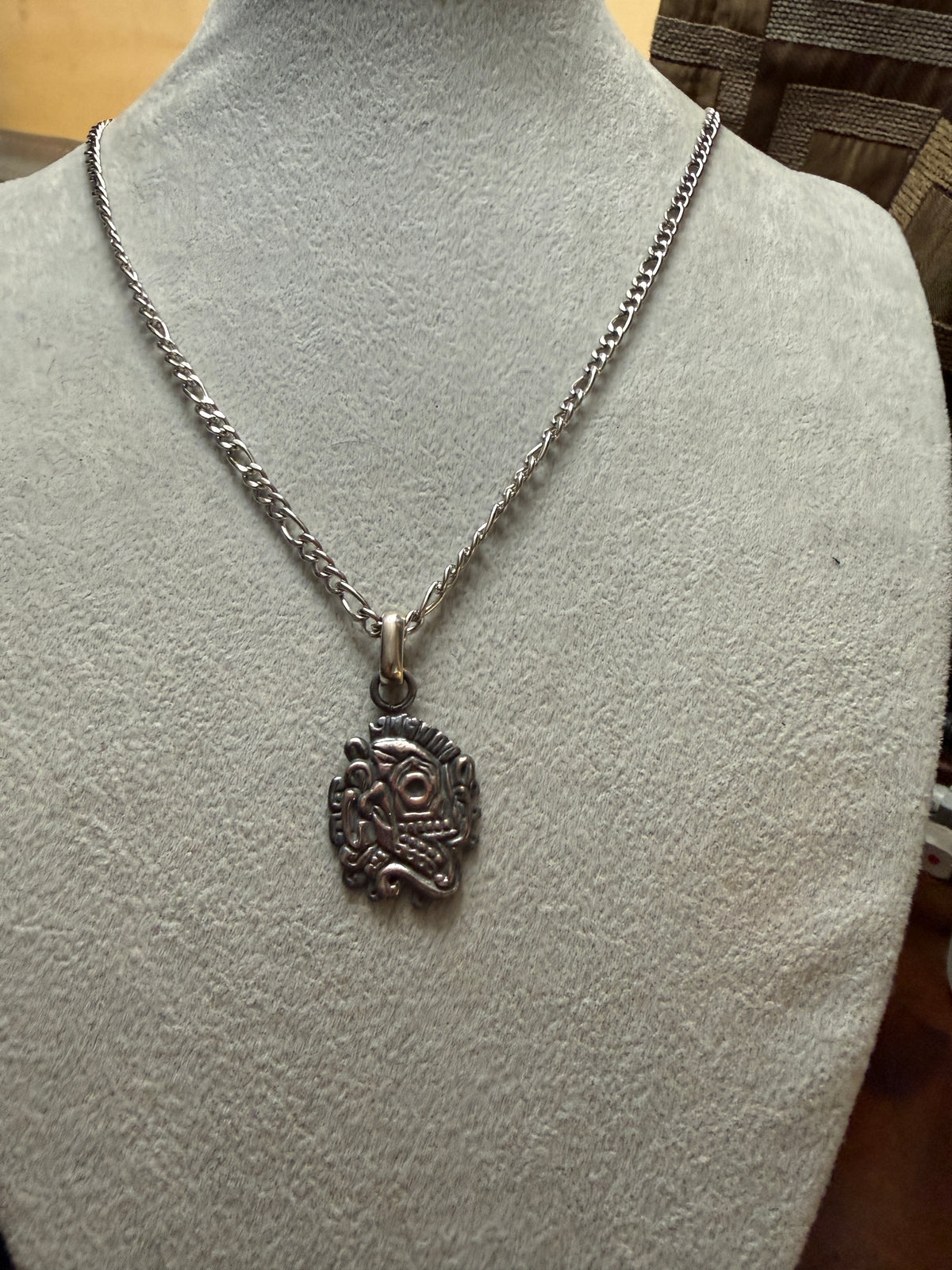 Aztec Miquiztli Pendant Necklace Mictlantecuhtli Mexico 980 Silver Handmade #Xb17