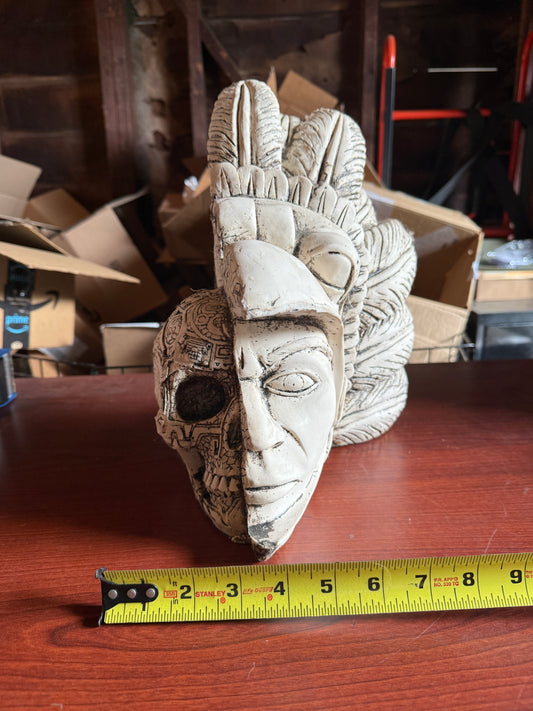 Eagle Skull Warrior Mayan or Aztec Statue, Mexica Warrior, 13", Bone Resin, Mexico