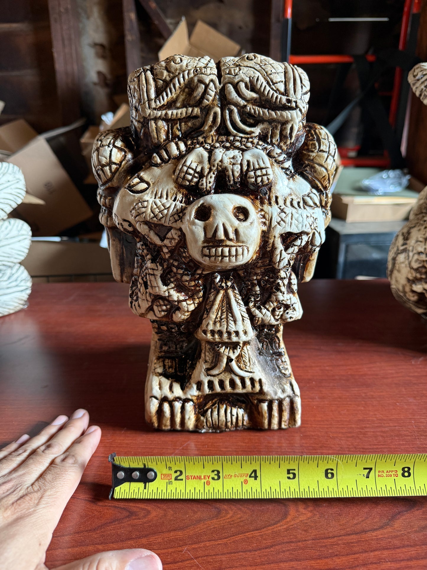 Coatlicue or Tonanzin Aztec Statue, Mexica Mother Goddess, 11.5", Clay, Mexico