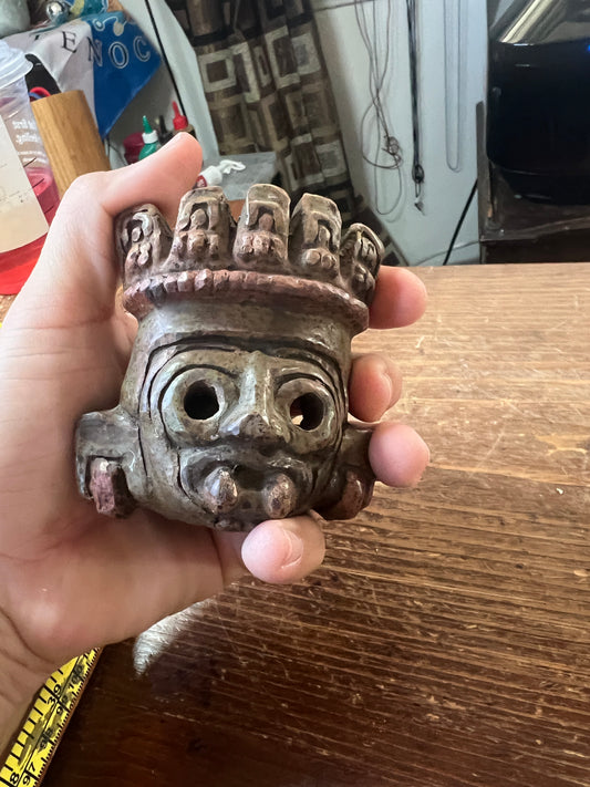 Tlaloc Colored Aztec Death Whistle Ceremonial Sacrifice Indigenous Mexico