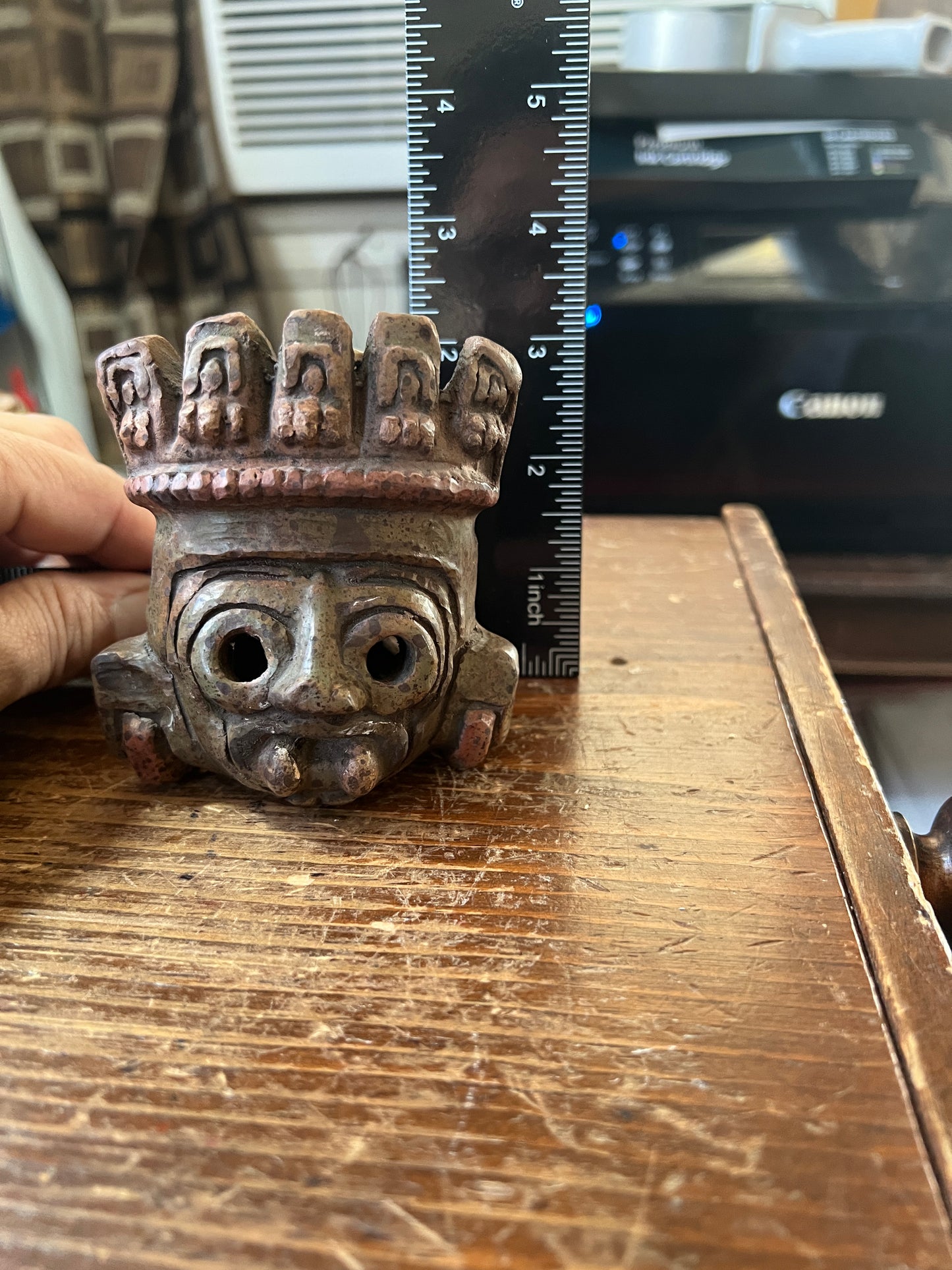 Tlaloc Colored Aztec Death Whistle Ceremonial Sacrifice Indigenous Mexico