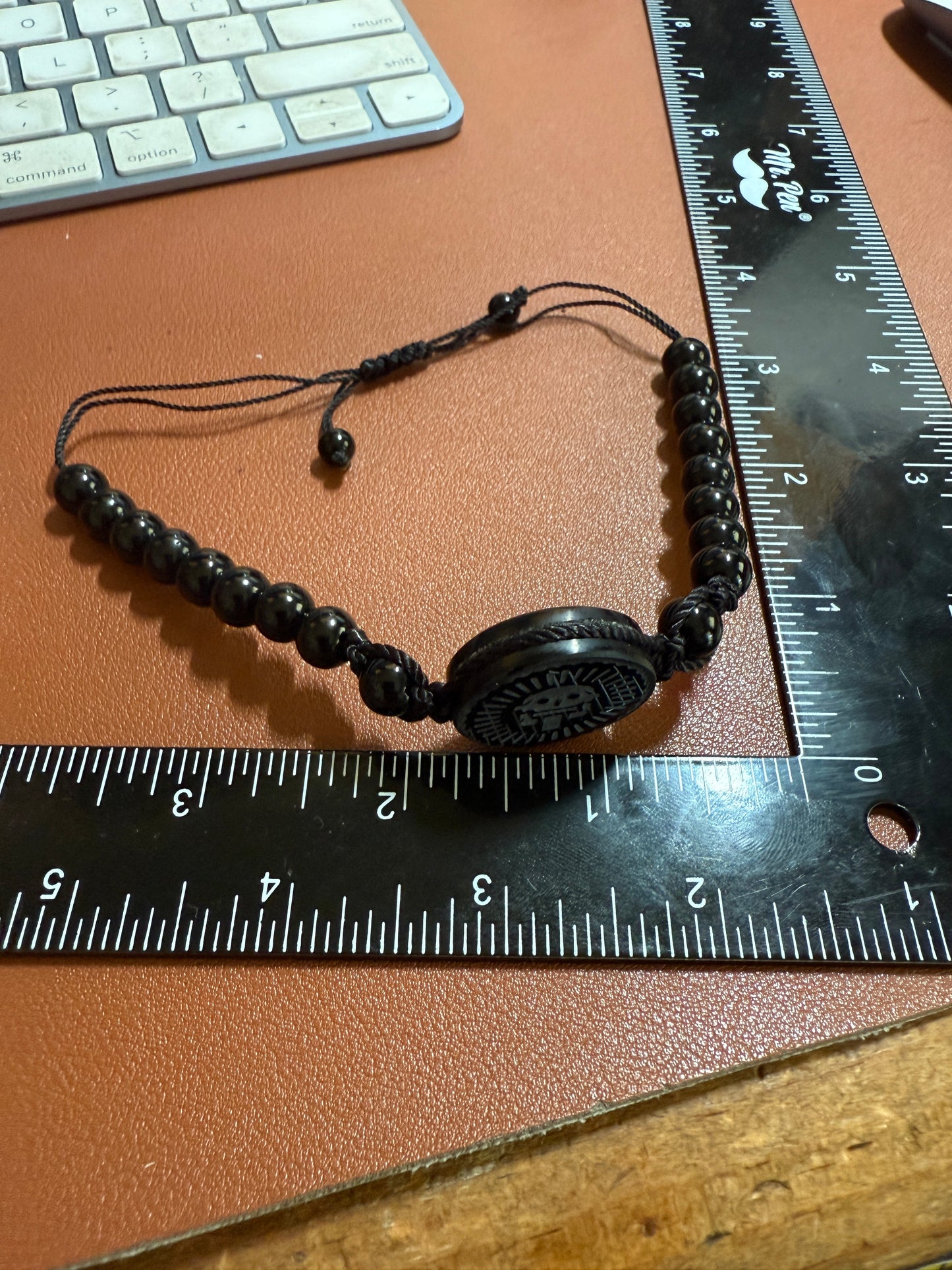 Piedra Muerte, Mictlantecuhtli, Full Stone Death, Obsidian Bracelet, Aztec #40