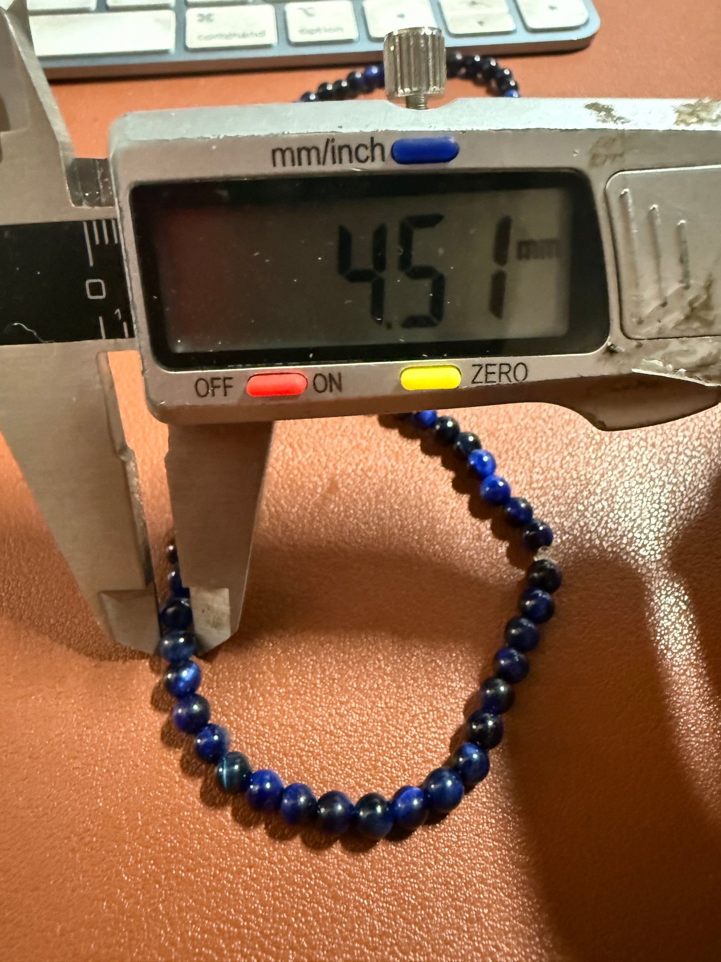 Black Blue Obsidian Bracelet Women Girl Handmade Natural Stone Mexican Aztec 7"x4.5mm (#35)