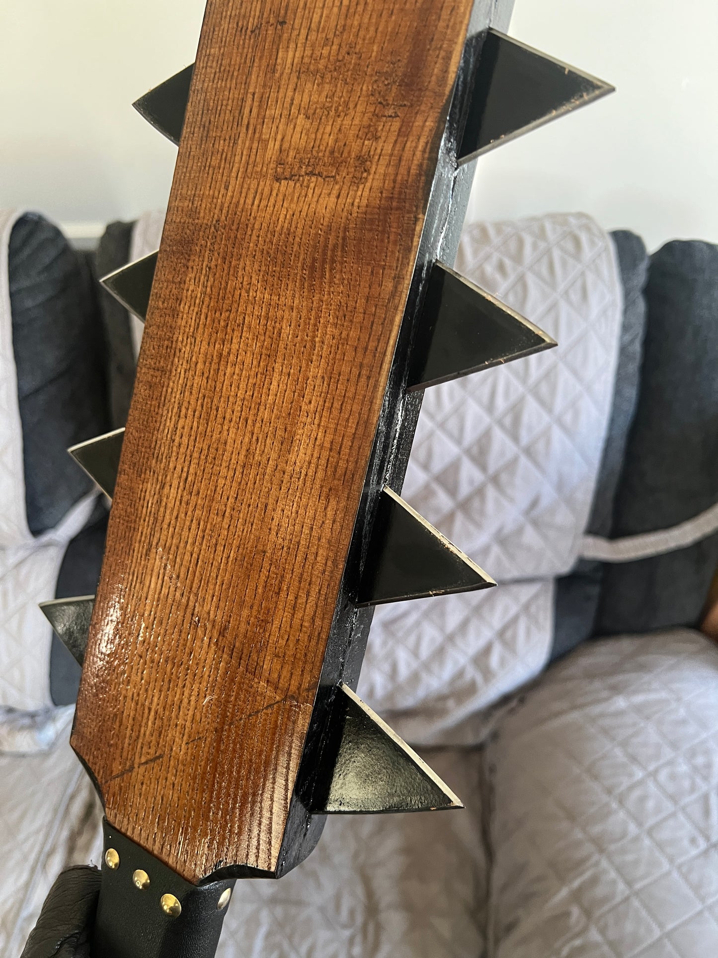 Upgraded Aztec Macuahuitl War Club Sword, Tonatiuh, Sun Face, Wood Body, Metal, Steel Blades, Mexico