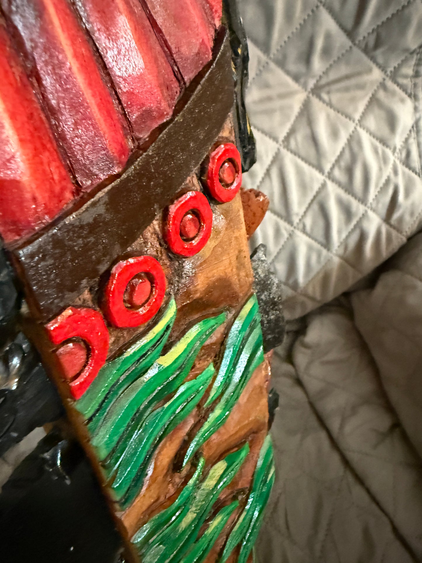Aztec Macuahuitl, Mictlantecuitli, Skull, Piedra de Muerte, Stone of Death, Wood, Obsidian, Hand Carved, 28", Wall Art, Replica Ancient Mexica