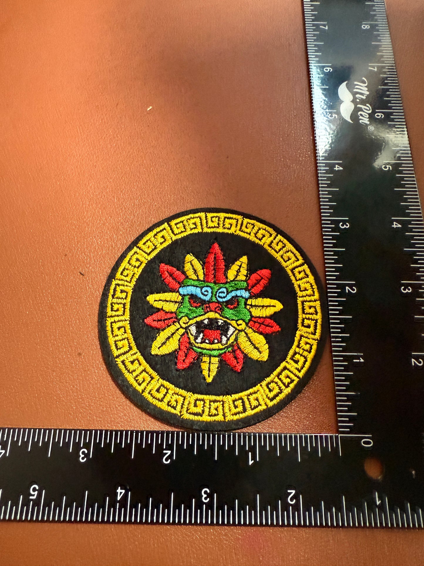 3" Aztec Kukulkan Quetzalcoatl, Serpent, feathered, plumed, Iron-On Patch, (#23)