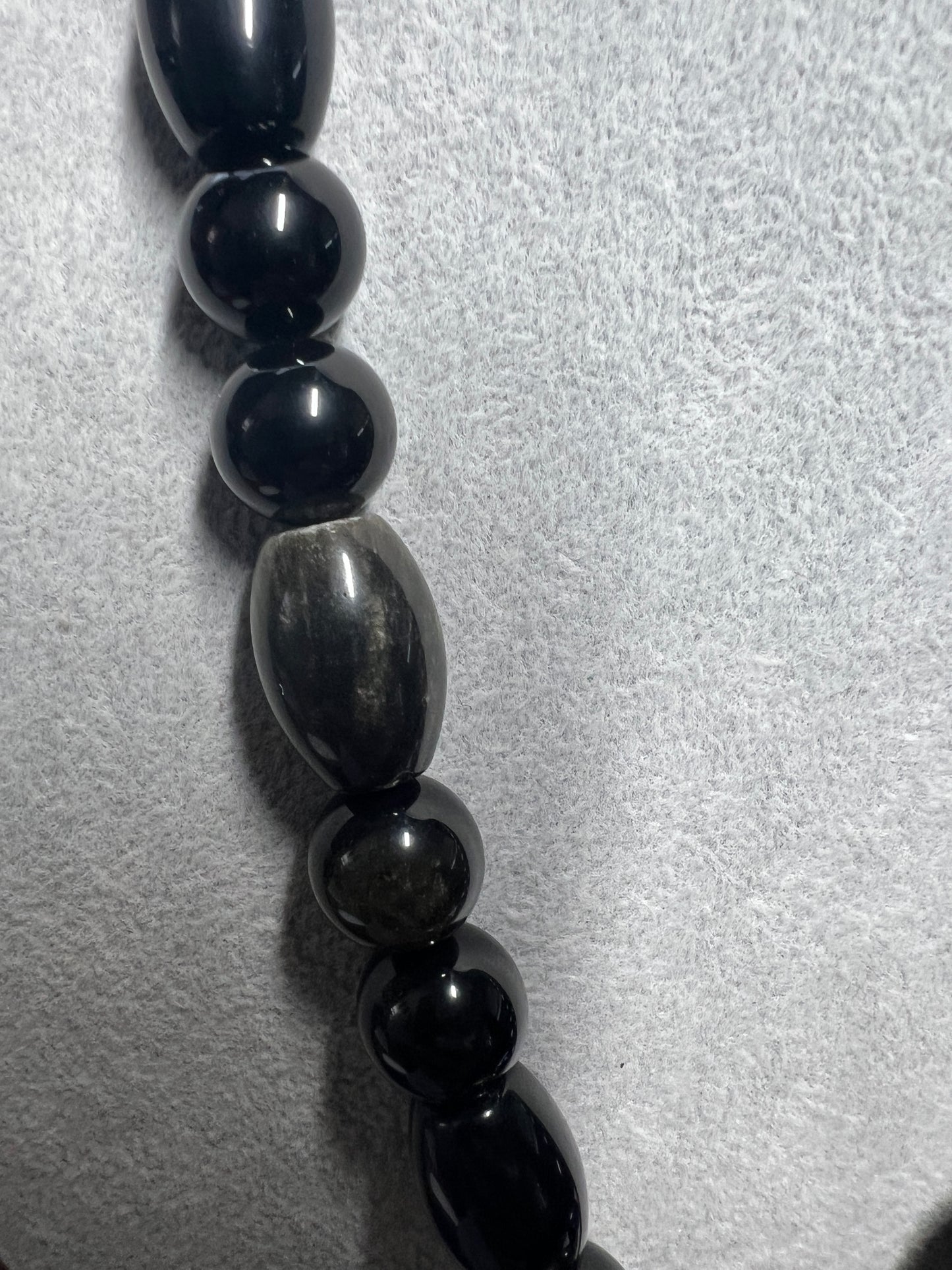 Gold Sheen Obsidian Piedra De Muerte Pendant Beaded Necklace, Aztec, Stone of Death, Mictlantecuhtli, Handmade, Mexico, Prehispanic Jewelry (#14)