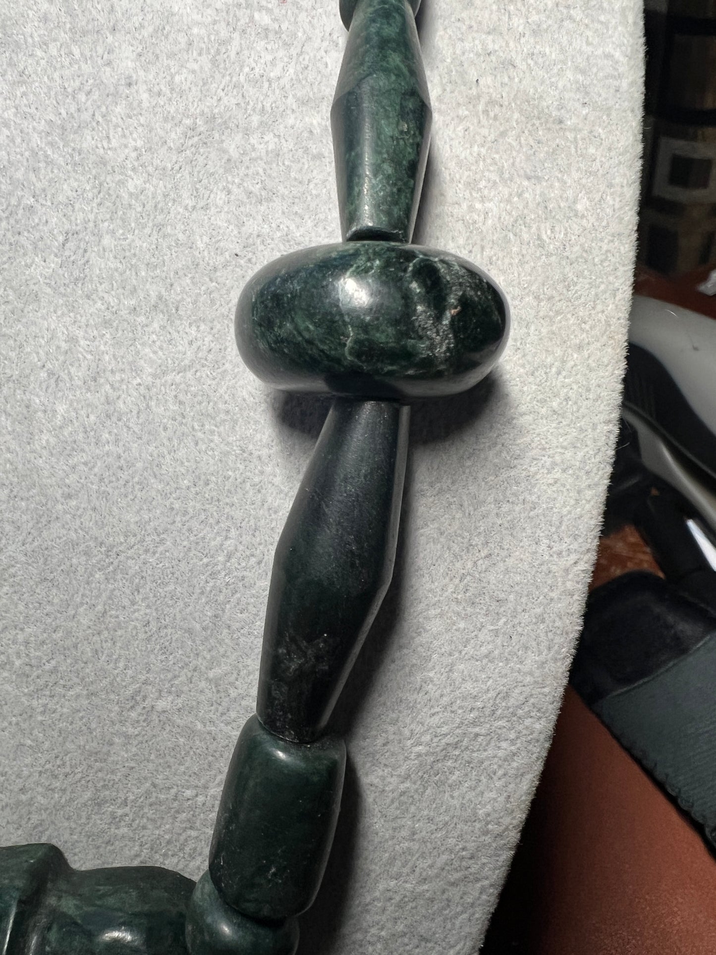 Serpentine Jade Life Death Aztec Death Mask Azteca Necklace Beads, Mexican Mexico #37