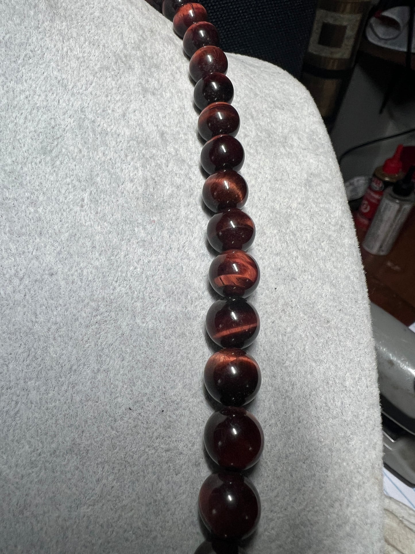 Bone Maquitzcoatl Double Headed Serpent Snake Spine Necklace, Tiger Eye Beads, Mexico (#36)