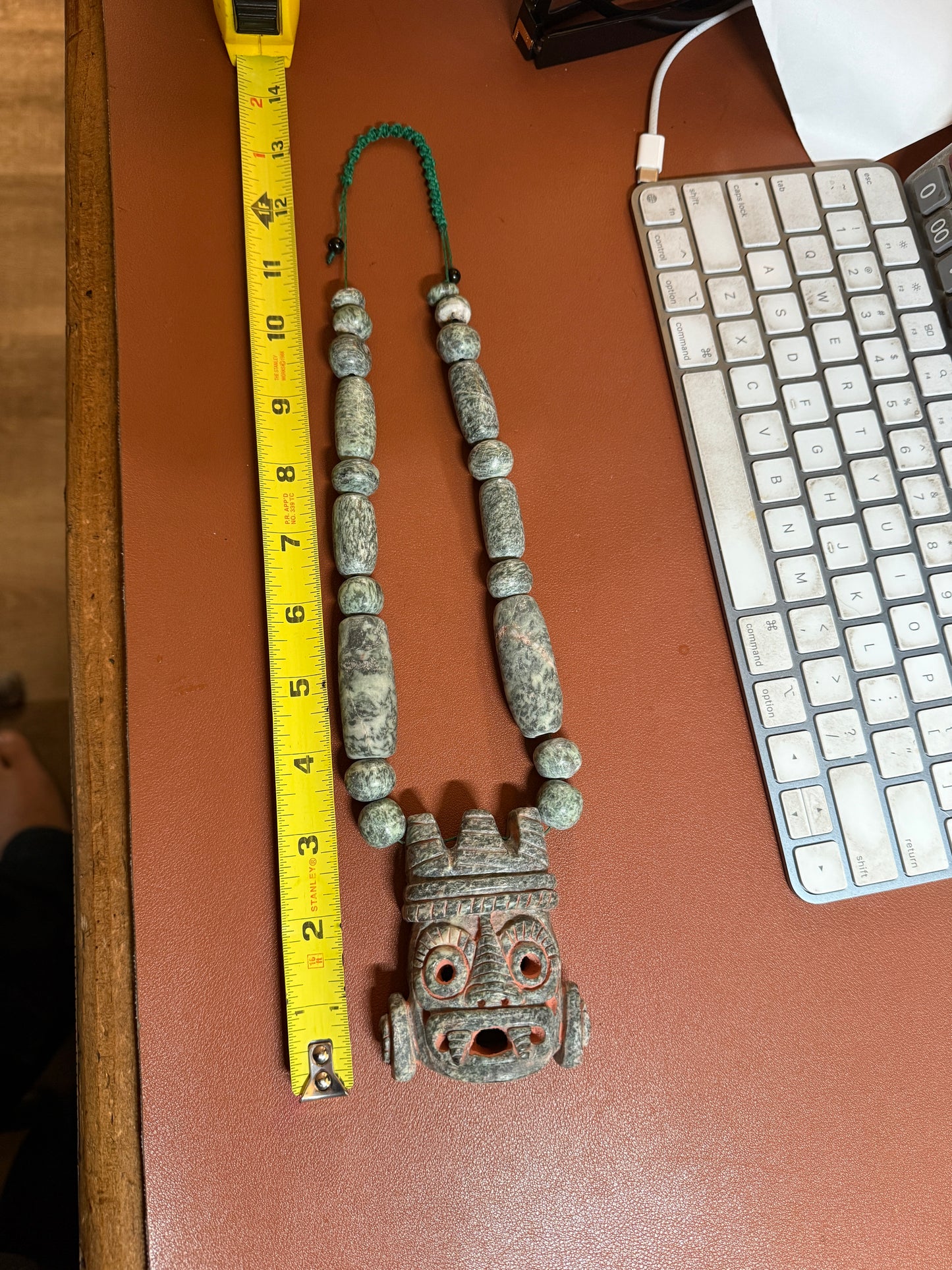 Tlaloc Pendant and Beaded Necklace of Mayan Granite, from Mexico, Azteca (#40)
