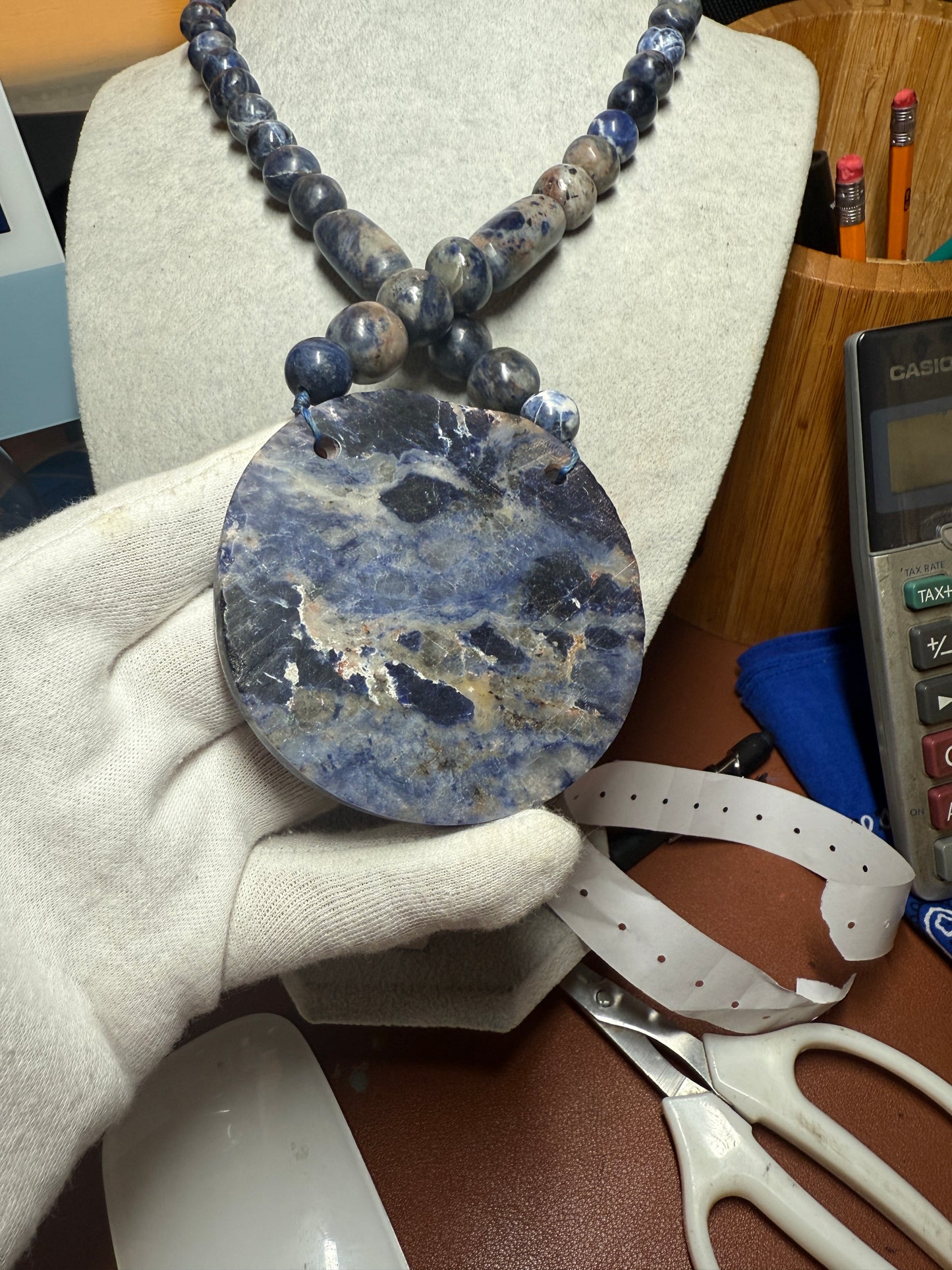 Blue Sodalite Mictlantecuhtli Disk Piedra Muerte Mexican Mexico Aztec Native #41
