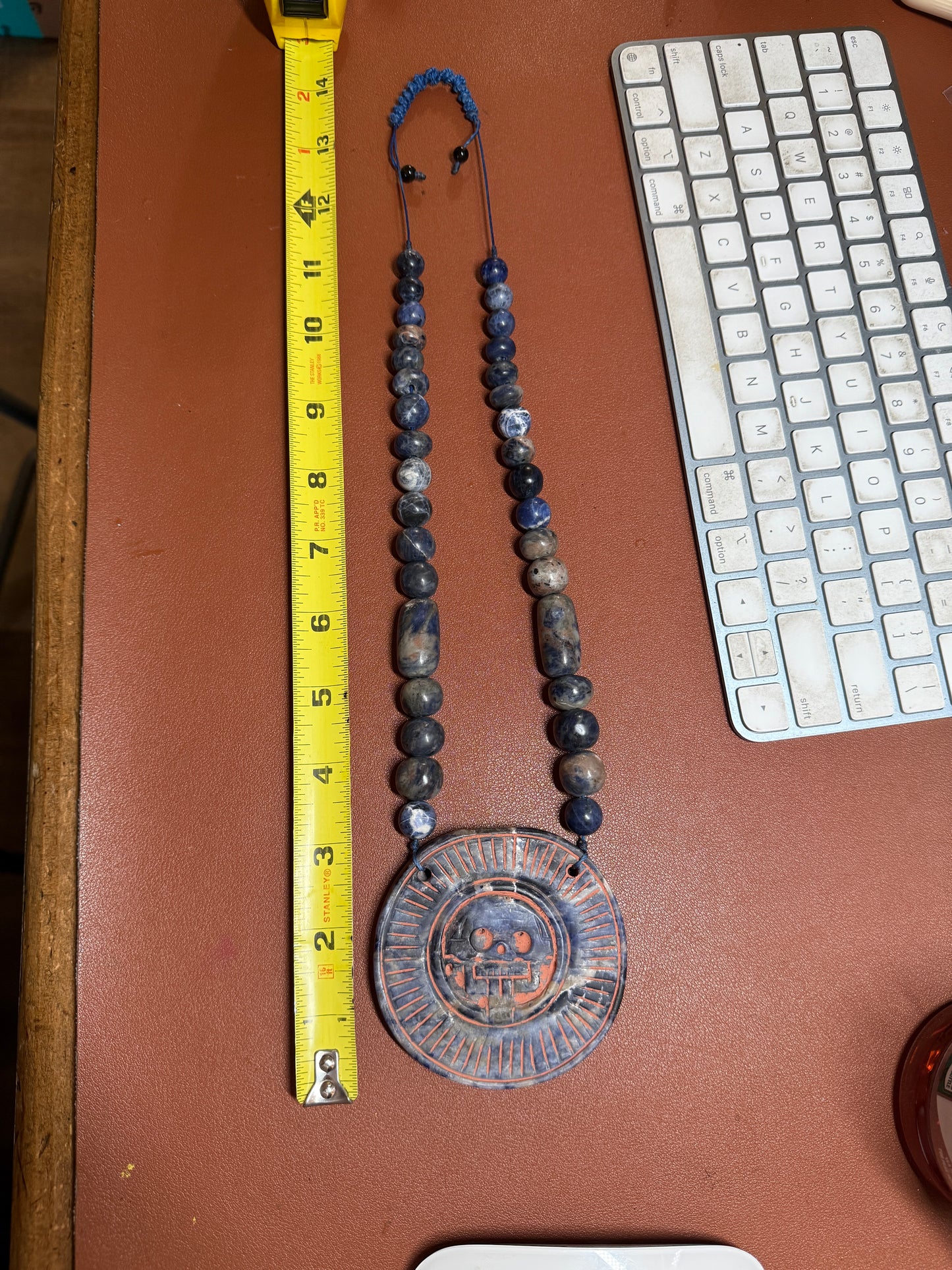 Blue Sodalite Mictlantecuhtli Disk Piedra Muerte Mexican Mexico Aztec Native #41