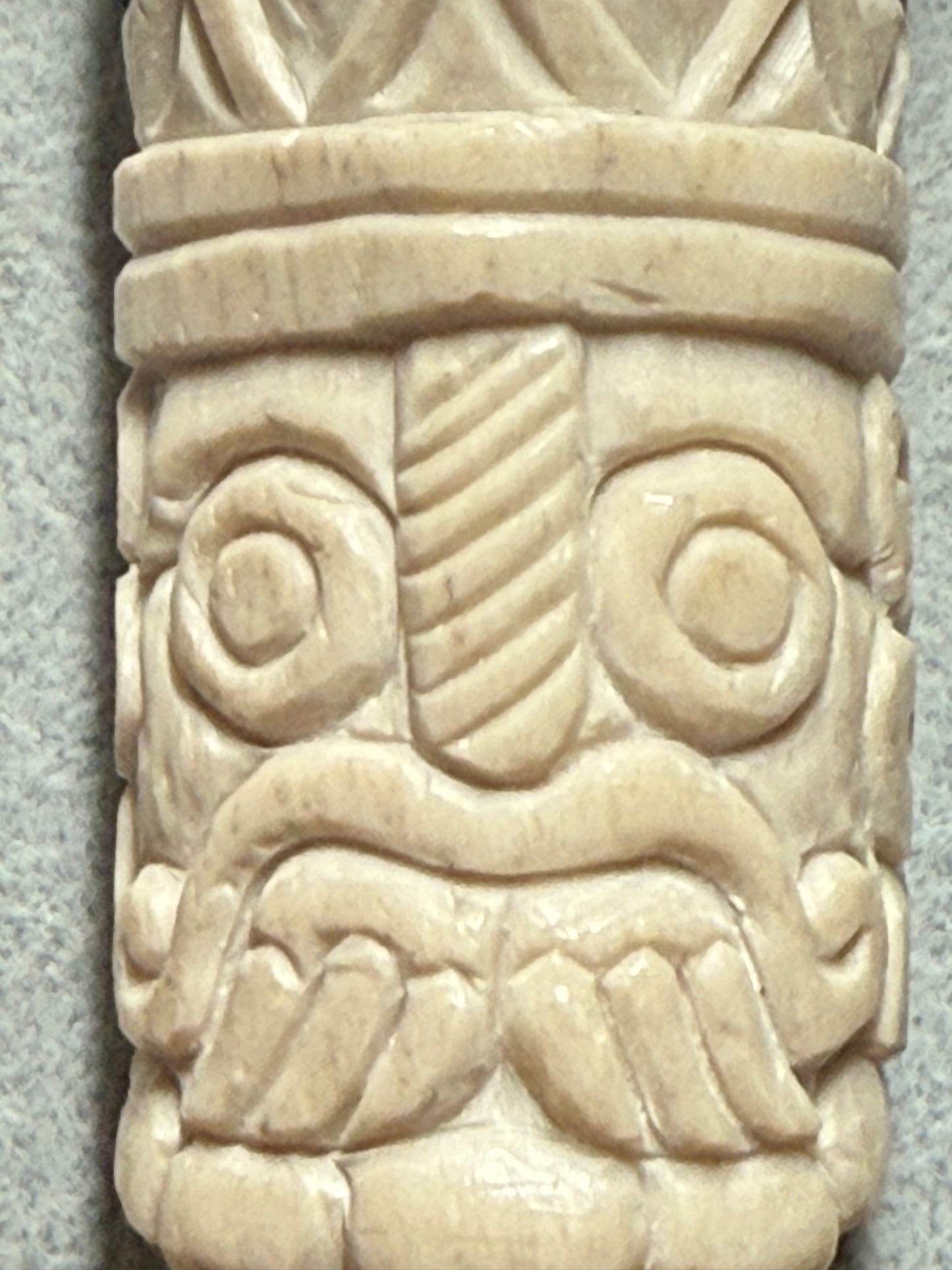 Aztec Tlaloc Pendant Carved from Bone, Mexica, Rain God, Mexico (H)