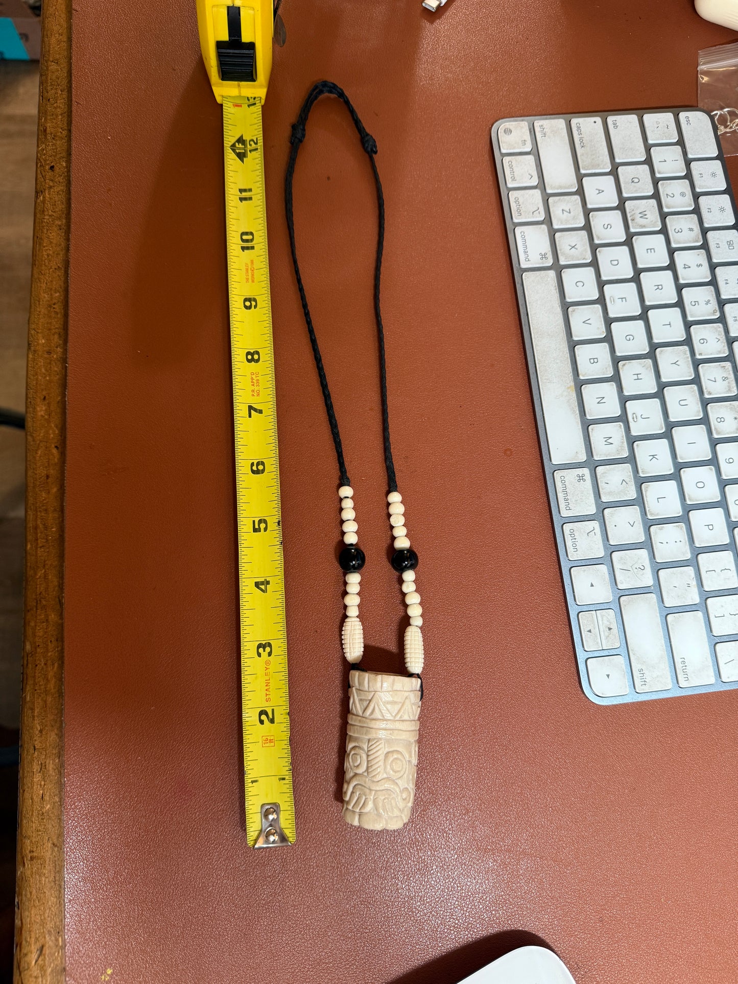 Aztec Tlaloc Pendant Carved from Bone, Mexica, Rain God, Mexico (H)
