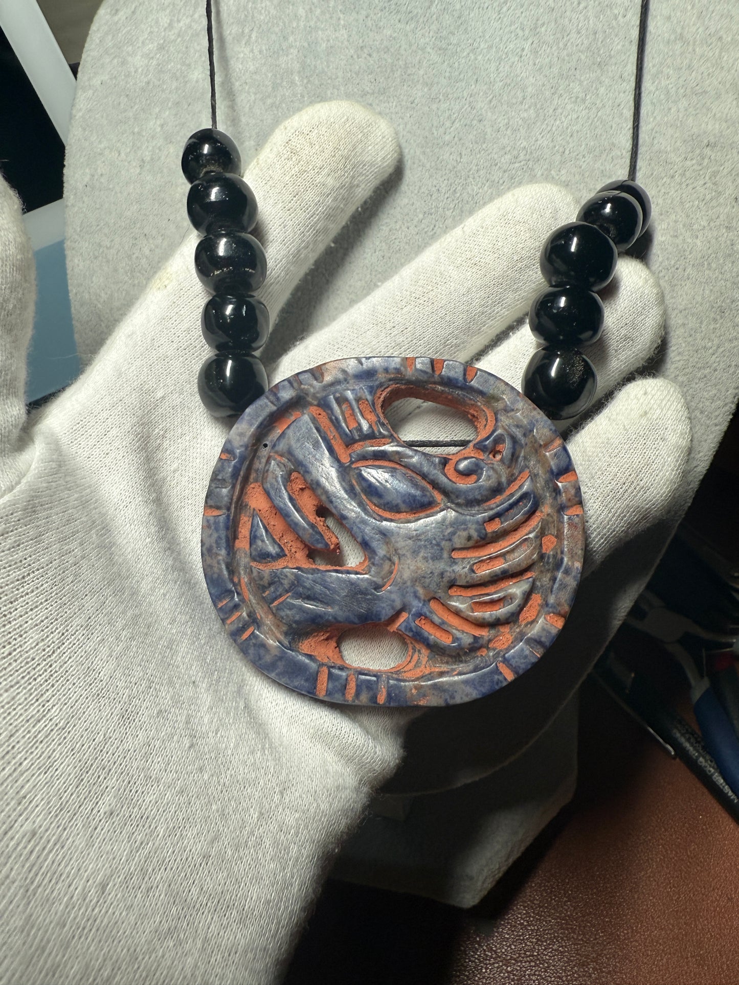 Blue Sodalite Quetzalcoatl Kukulkan Dragon Mexican Mexico Aztec Mexica Tribe #41