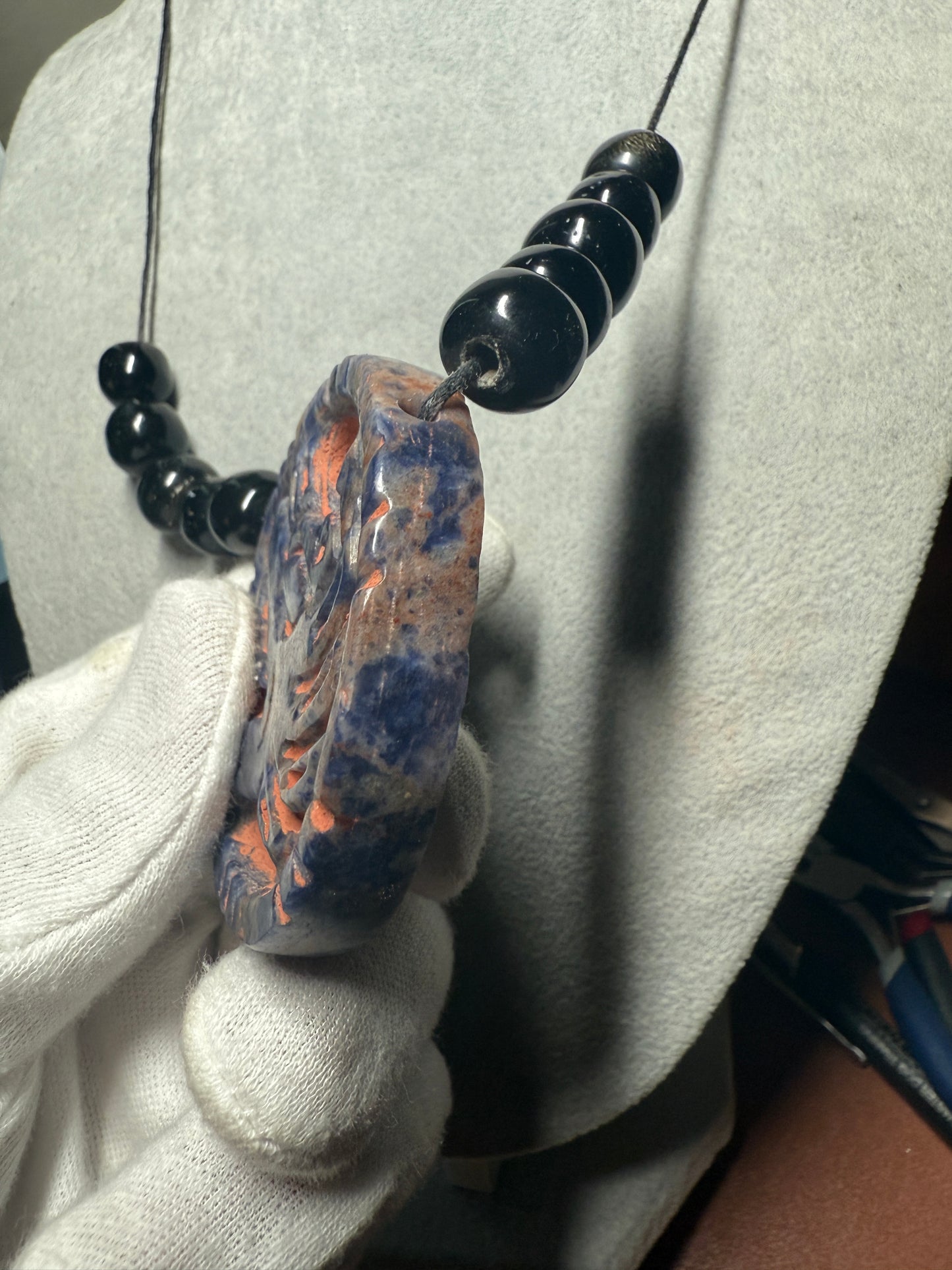 Blue Sodalite Quetzalcoatl Kukulkan Dragon Mexican Mexico Aztec Mexica Tribe #41