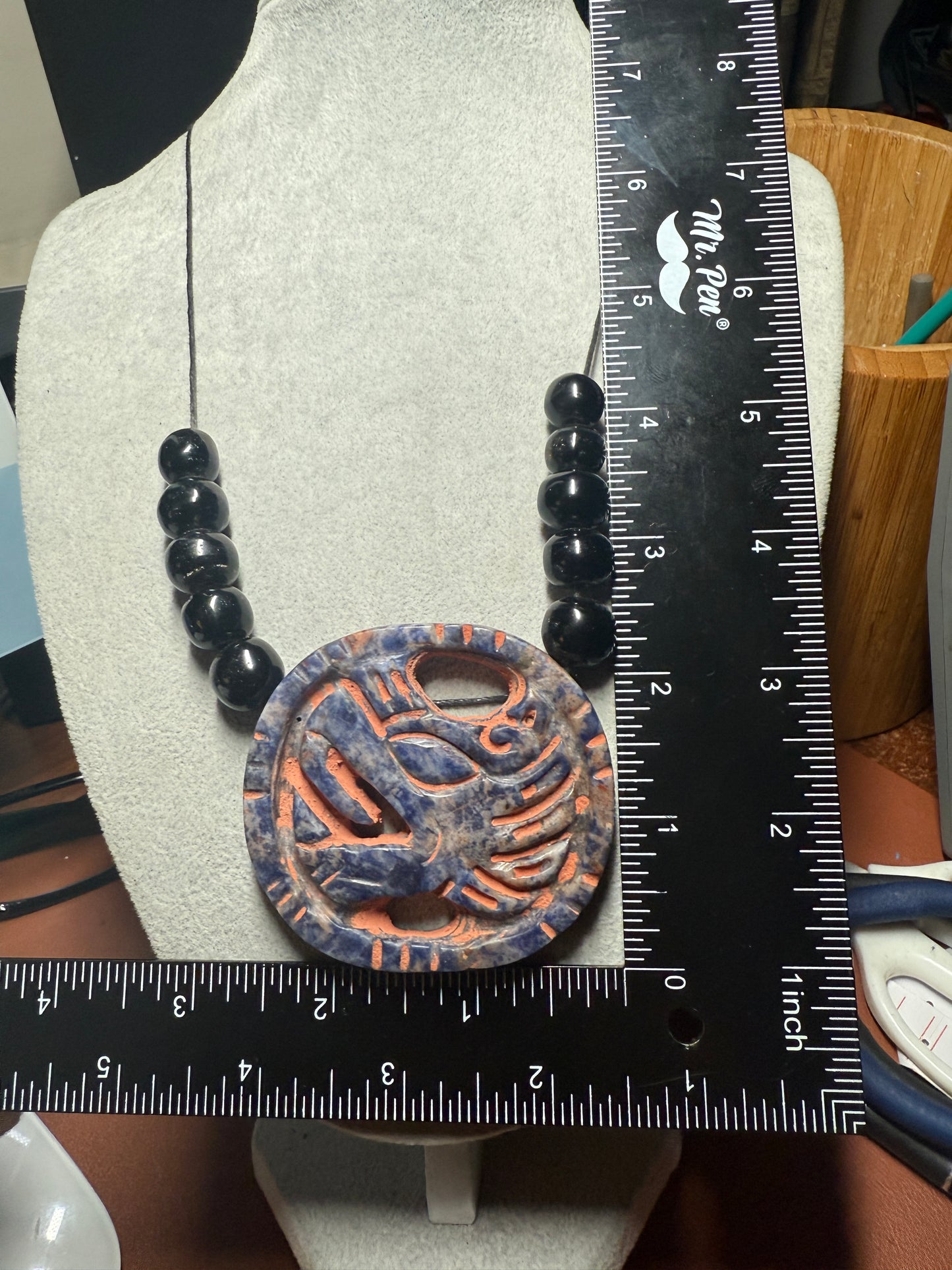 Blue Sodalite Quetzalcoatl Kukulkan Dragon Mexican Mexico Aztec Mexica Tribe #41