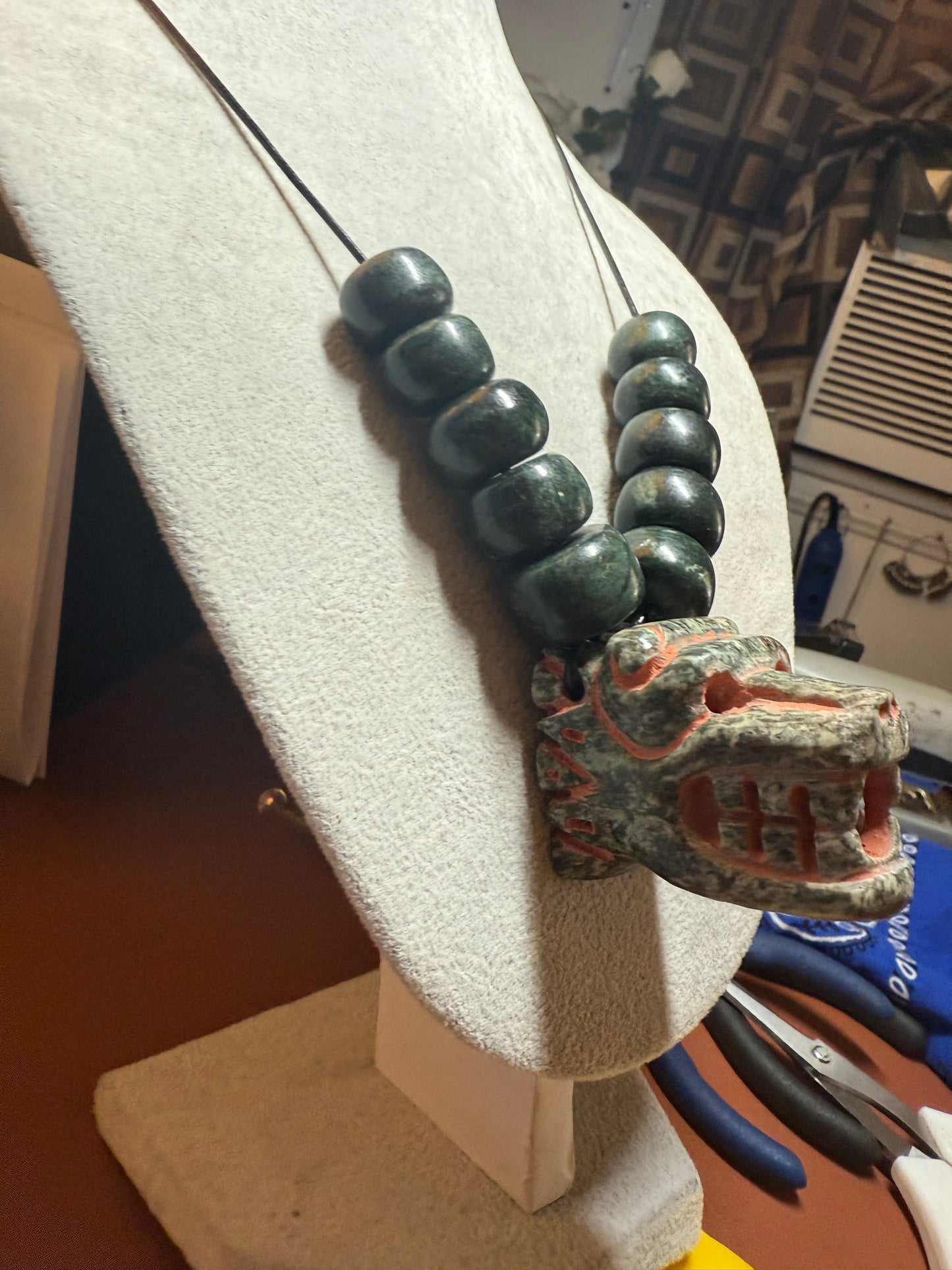 Serpentine Quetzalcoatl Feathered Serpent Necklace, Kukulkan Mayan Plumed Serpent Necklace Maya, Aztec, Mexica, Plumed Serpent, Dragon #41