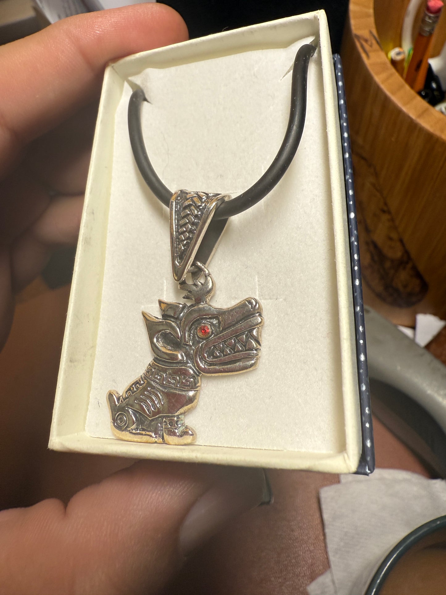Xoloitzcuintle Aztec Mexican Hairless Dog Pendant, Dia De Muertos Dog, Sterling Silver,Mayan, Mexica (#4)