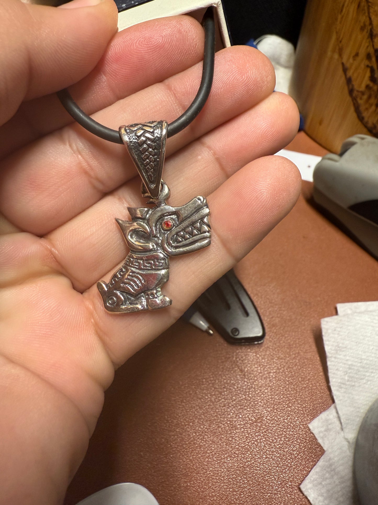 Xoloitzcuintle Aztec Mexican Hairless Dog Pendant, Dia De Muertos Dog, Sterling Silver,Mayan, Mexica (#4)