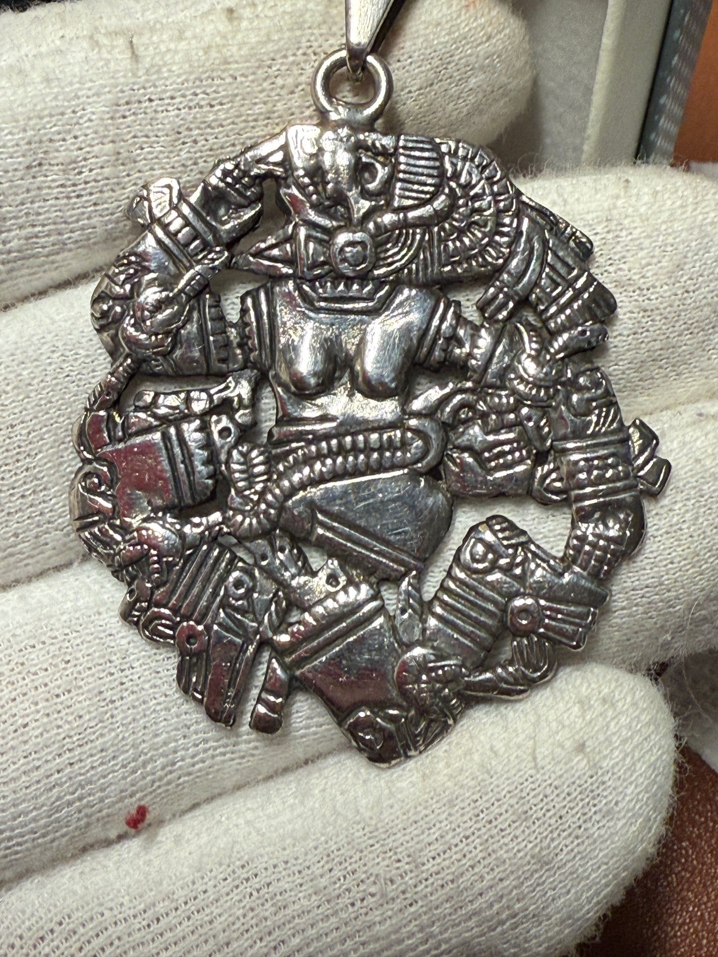 Coyolxauhqui Aztec Moon Goddess, Sterling Silver 925, Pendant, 28.7g (#4)