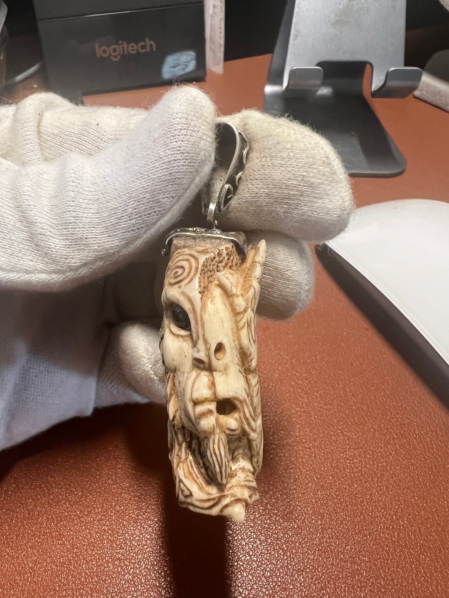 Fauna Hand Eye Pendant Deer Antler Ammonite Fossil Silver Bail Pans Labyrinth