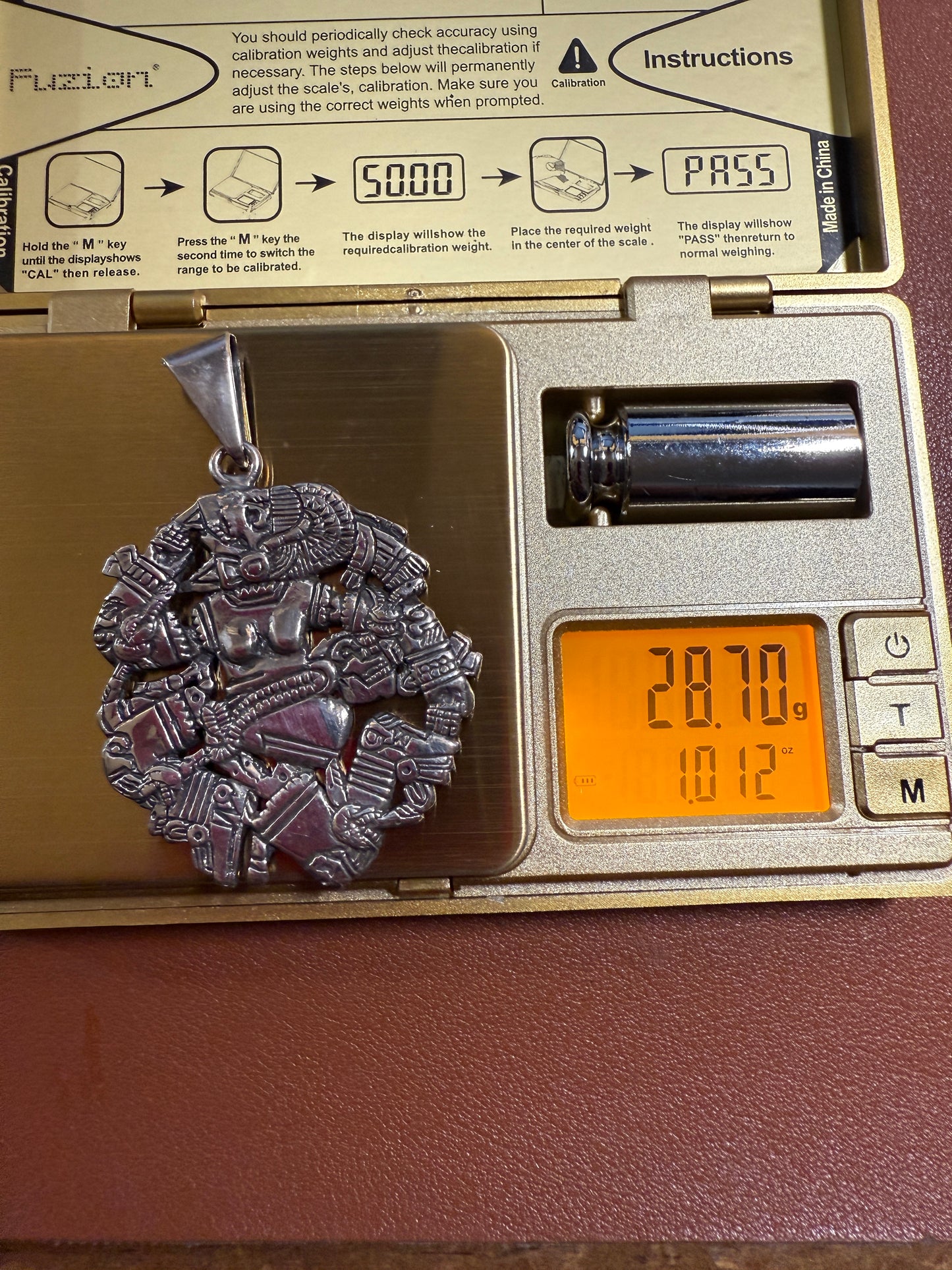 Coyolxauhqui Aztec Moon Goddess, Sterling Silver 925, Pendant, 28.7g (#4)