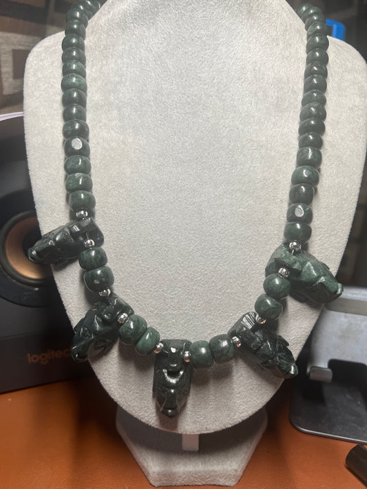 Head Hunter Mayan Necklace, Guatemalteco Marble, Mexico, Indigenous, Tribal #36