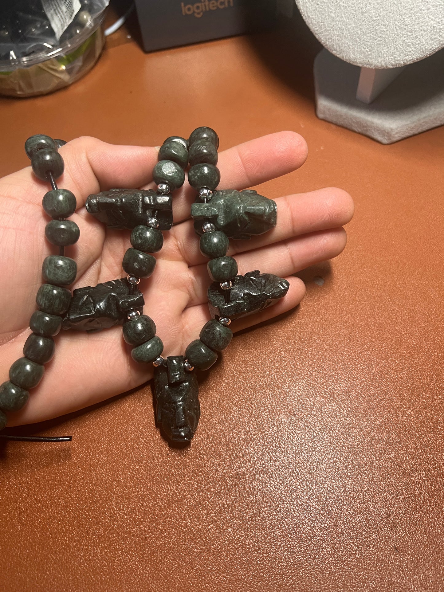 Head Hunter Mayan Necklace, Guatemalteco Marble, Mexico, Indigenous, Tribal #36